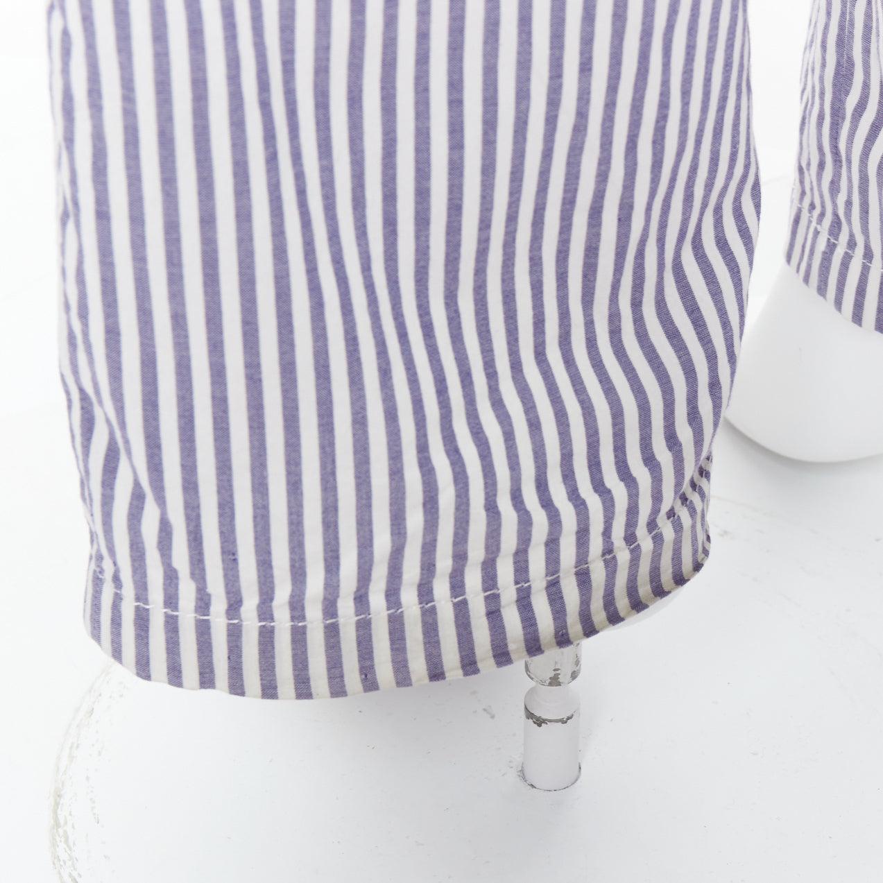 MAISON MARTIN MARGIELA white blue cotton stripe button fly wide pants IT46 S For Sale 2