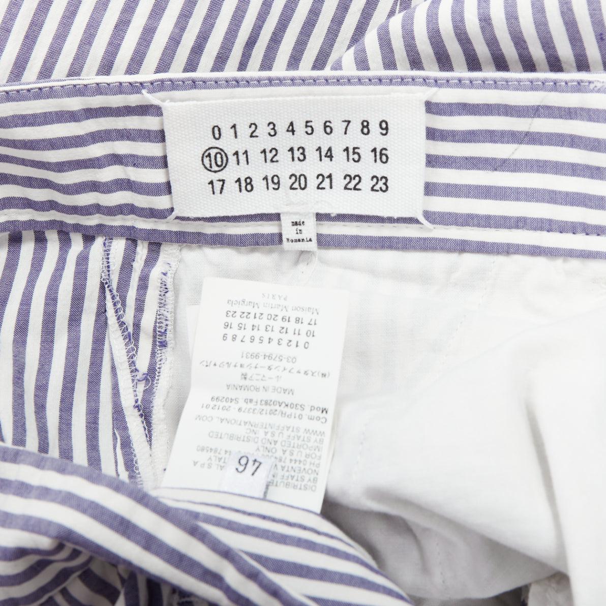 MAISON MARTIN MARGIELA white blue cotton stripe button fly wide pants IT46 S For Sale 3