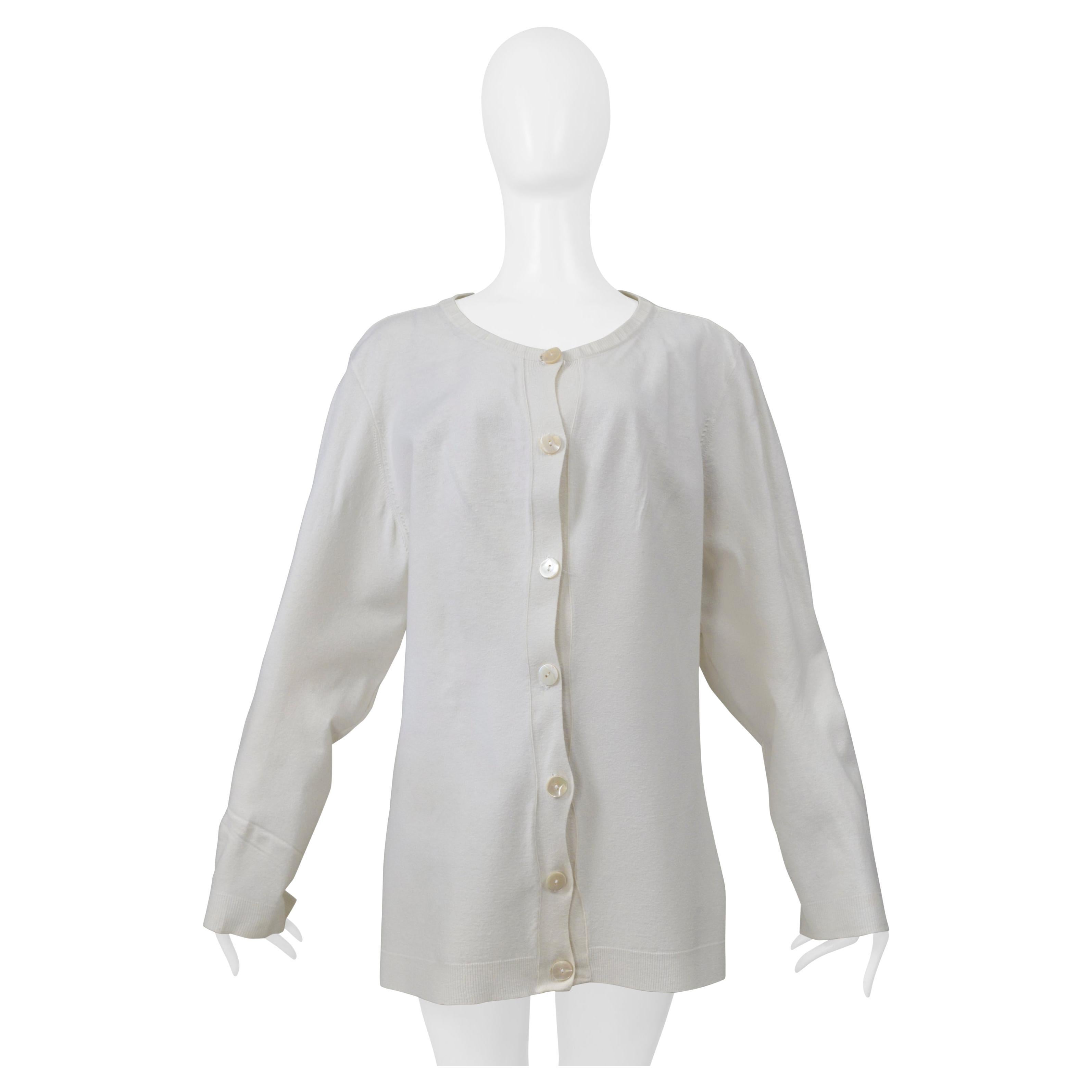 Maison Martin Margiela White Cardigan With Oversized Crewneck Ss 2001 For Sale