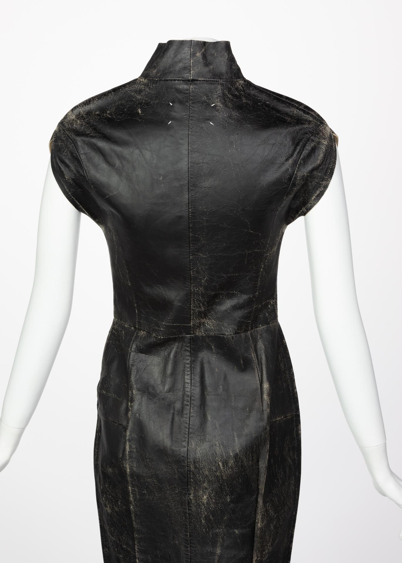 Women's Maison Martin Margiela White Label Black Leather Zipper Dress, 2012