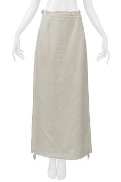 Maison Martin Margiela White Linen Skirt With Back Slit 2000