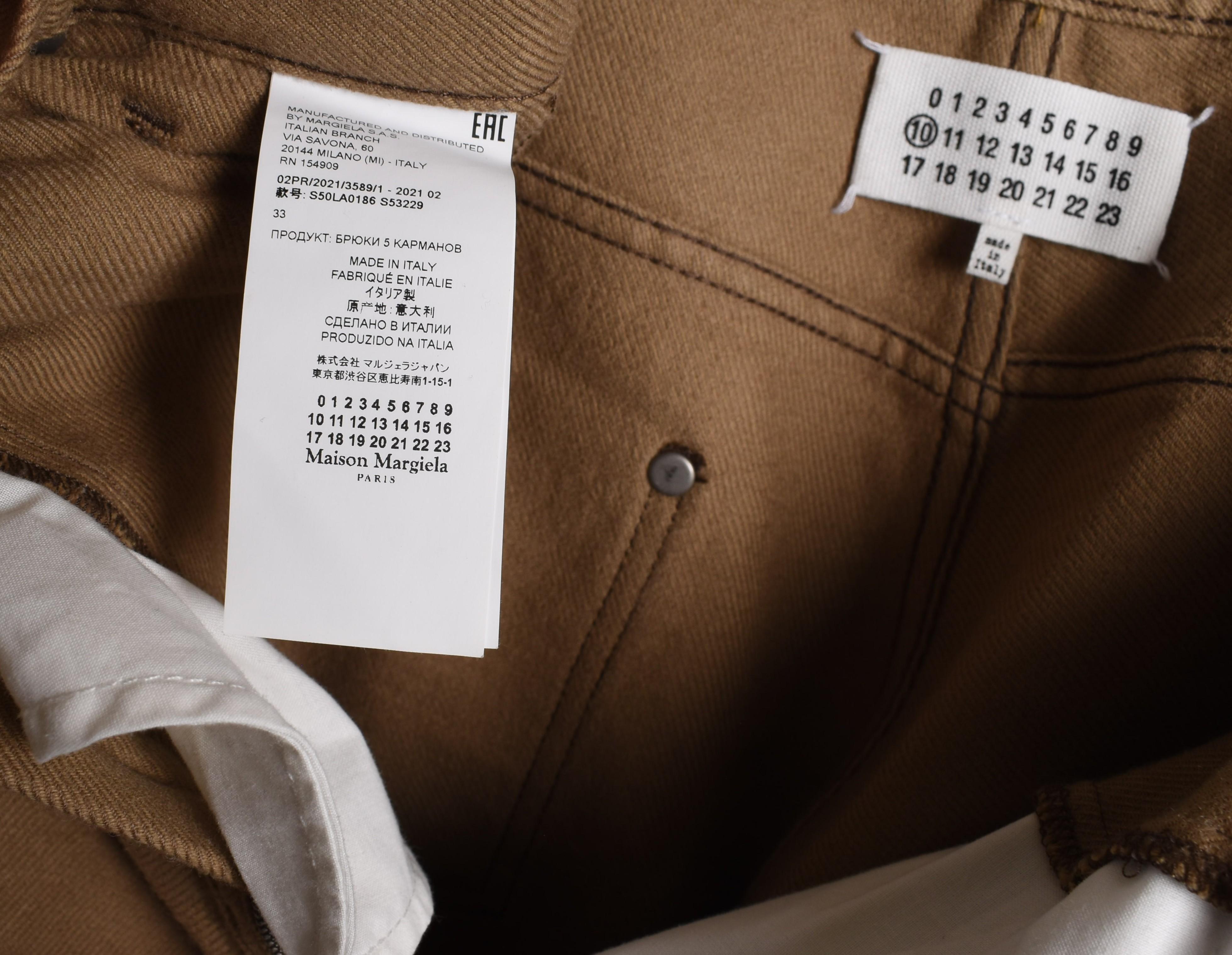 Maison Martin Margiela Pantalones de invierno Vaqueros de pata ancha de mezcla de lana para hombre Talla W33, S166 Marrón en venta