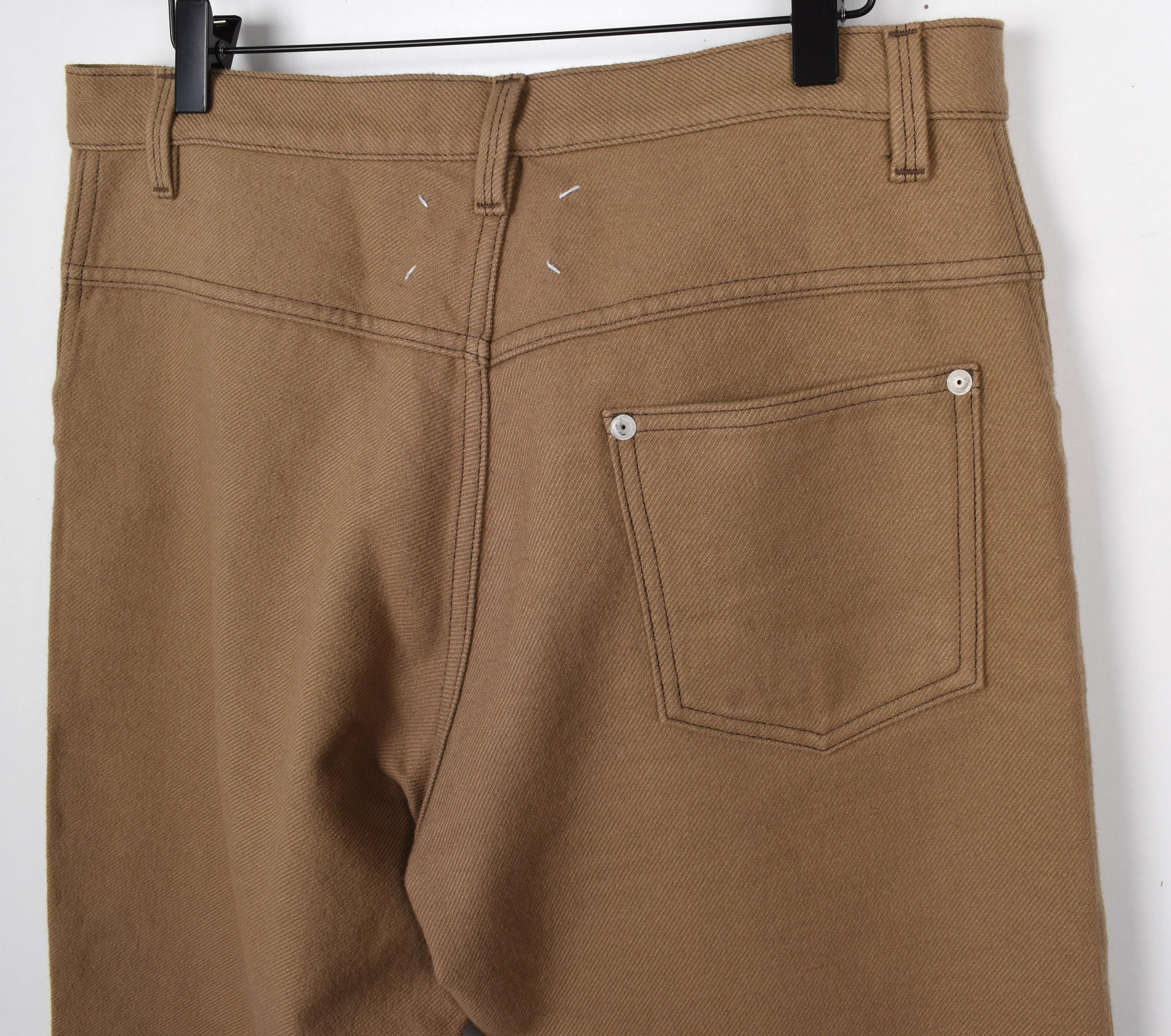 Maison Martin Margiela Pantalones de invierno Vaqueros de pata ancha de mezcla de lana para hombre Talla W33, S166 en venta 1