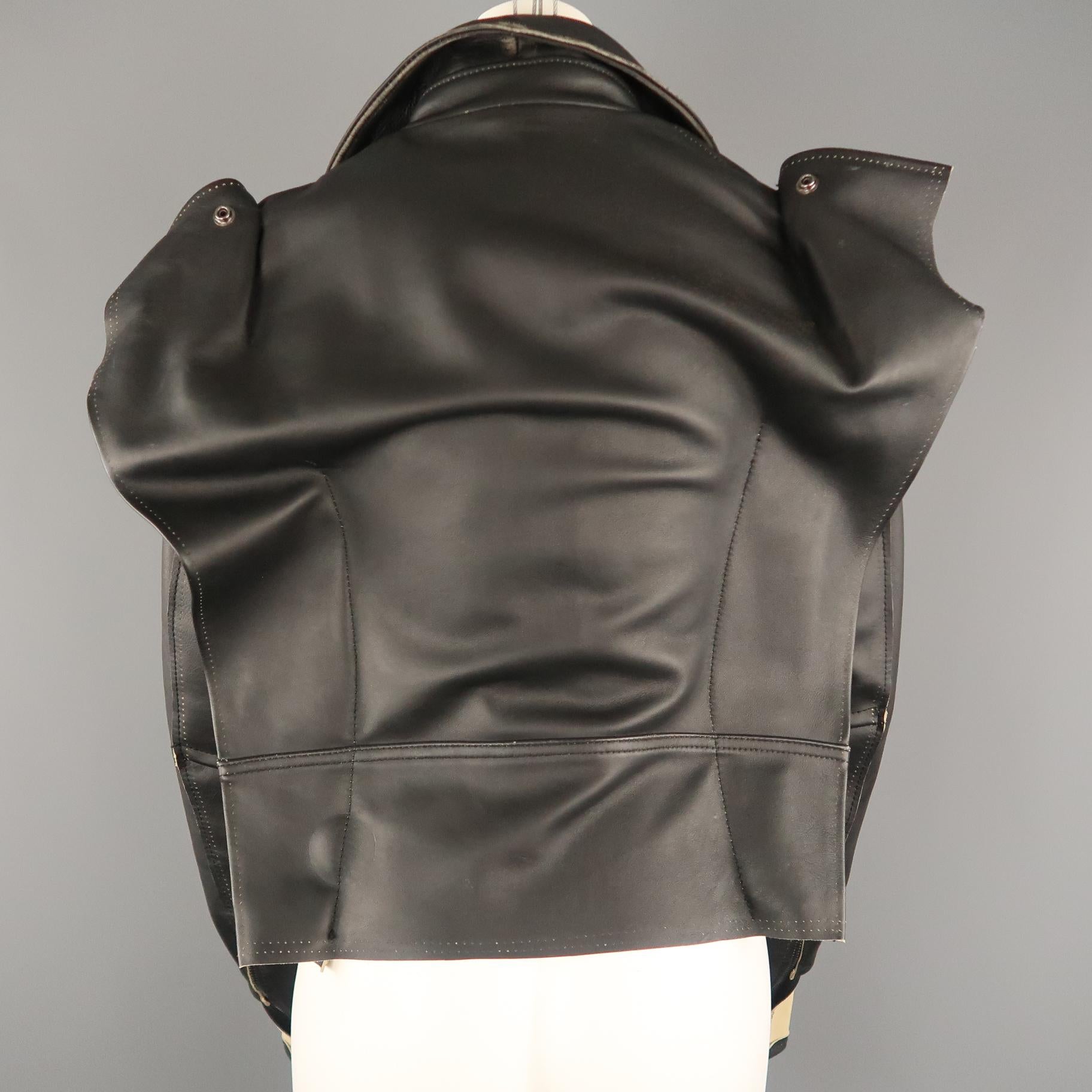 MAISON MARTIN MARGIELA X H&M Size 2 Black & Beige Desonstructed Biker Jacket 1