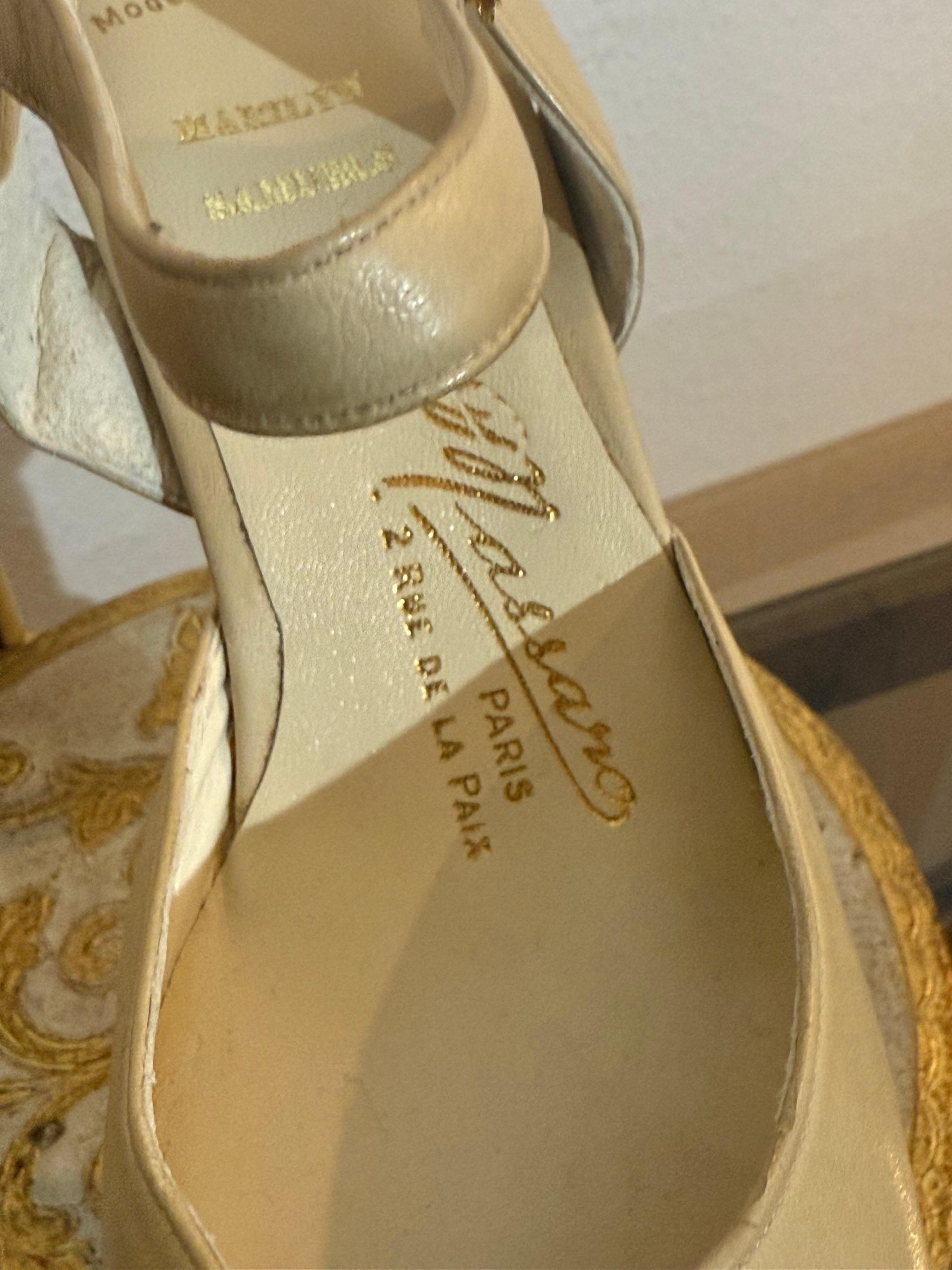 Maison Massaro - Paris CUSTOM MADE Neutral Ecru Leder Plateauschuhe im Angebot 7