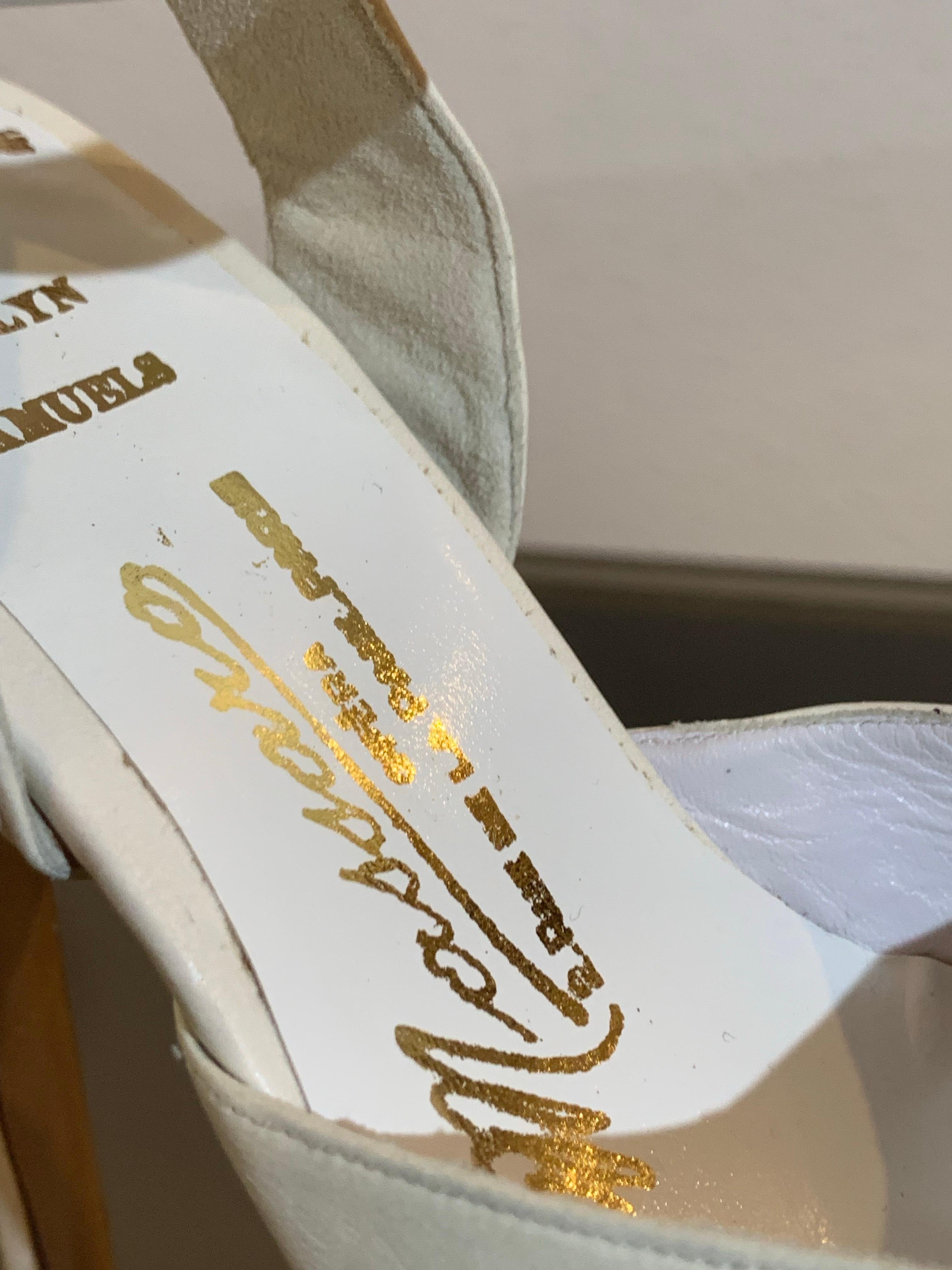 Maison Massaro - Paris Custom-Made Pure White Leather Platform Shoes For Sale 7