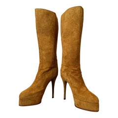 Maison Massaro - Paris Custom-Made Tobacco Suede Couture Platform Boots