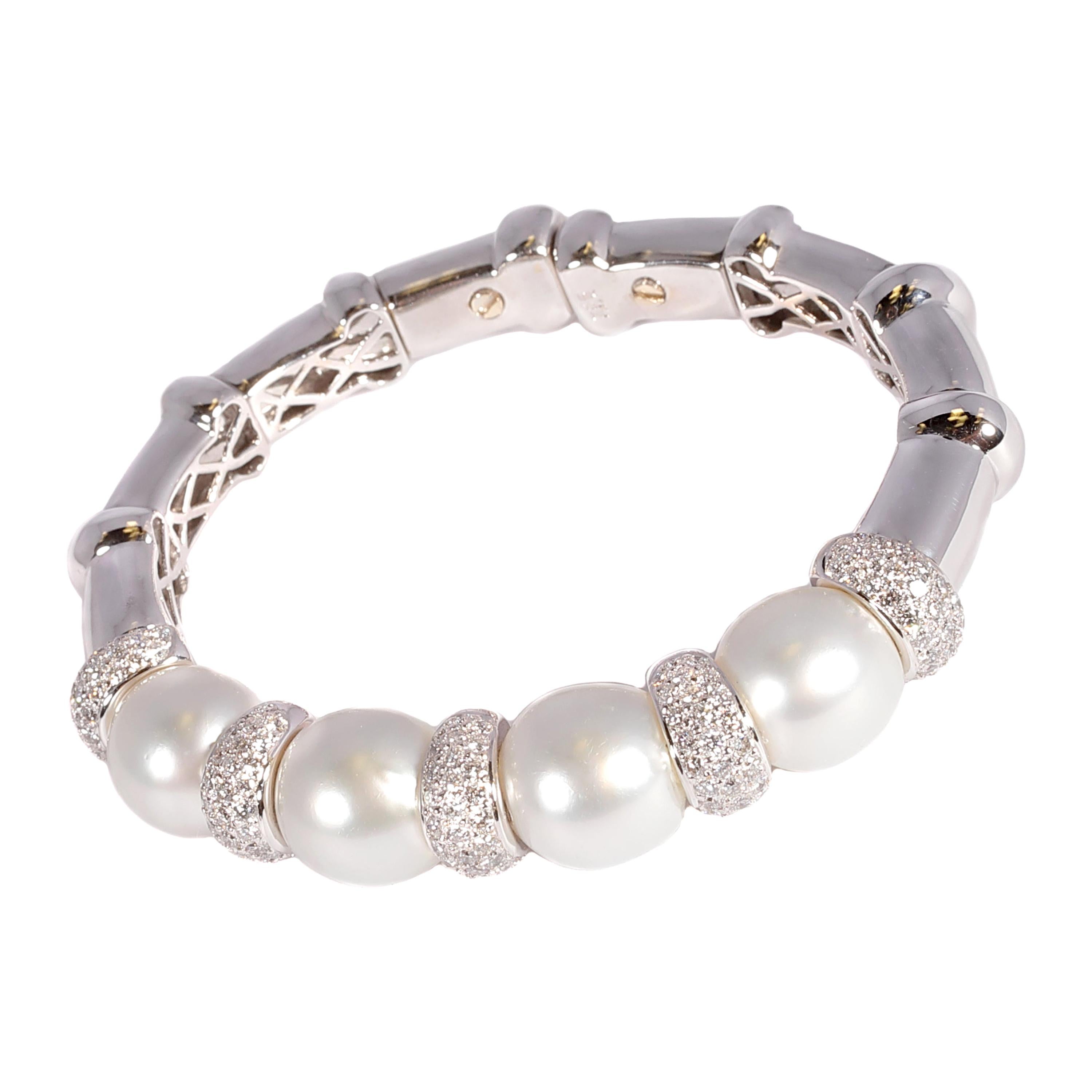 Maison Maurice White Gold South Sea Pearl 3.21 Carat Diamond Bracelet
