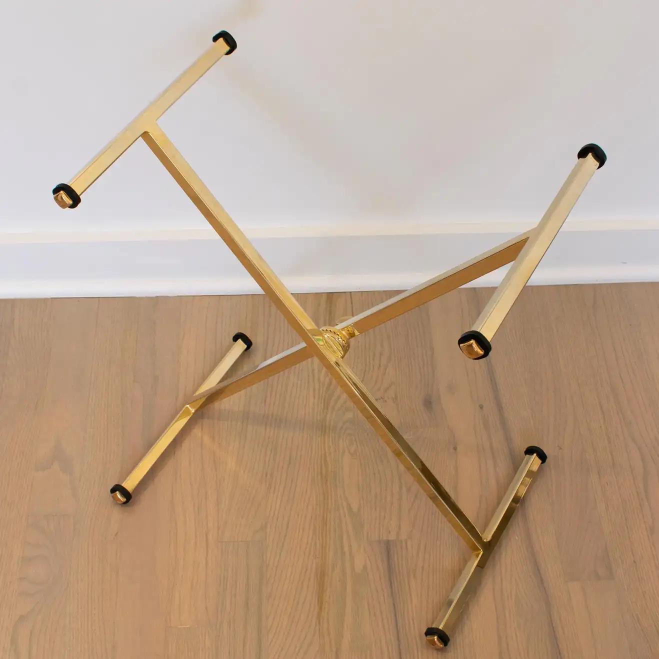 Mid-20th Century Maison Mercier Folding Tray Table Brass and Tortoiseshell Lucite, France 1960s For Sale