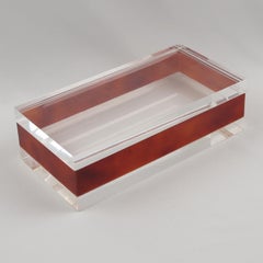Maison Mercier Modernist Amber and Clear Lucite Box, circa 1970