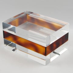 Maison Mercier Modernist Tortoise and Clear Acrylic Lucite Box, circa 1970