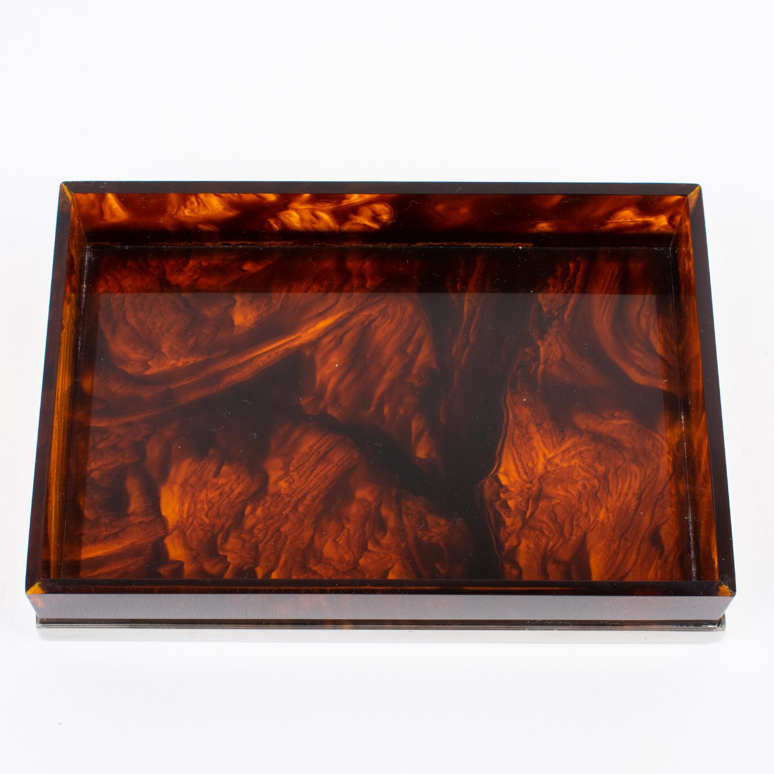 Fine XX secolo Maison Mercier Tortoiseshell Lucite and Chrome Box, circa 1970 in vendita