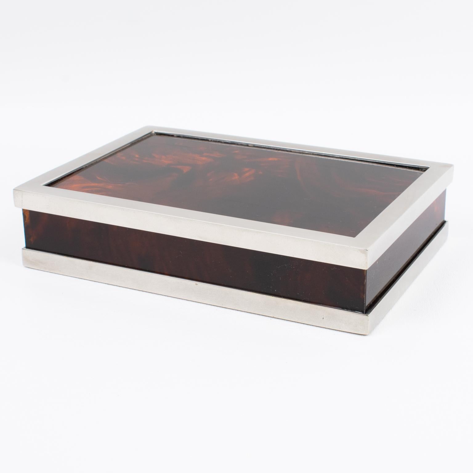 Maison Mercier Tortoiseshell Lucite and Chrome Box, circa 1970 in vendita 1