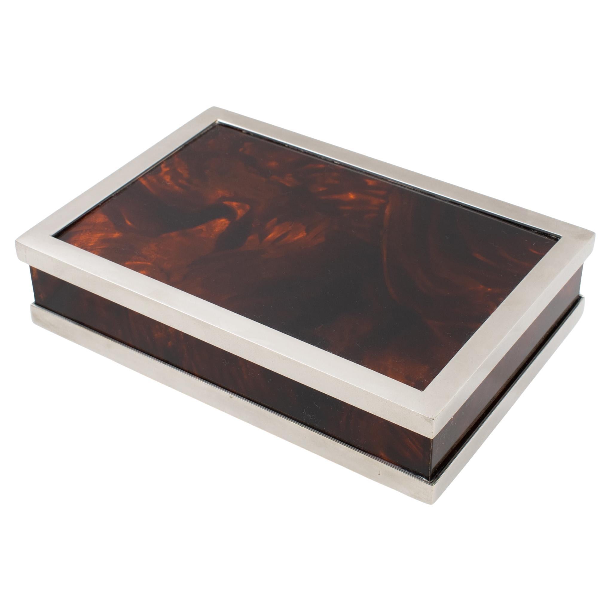 Maison Mercier Tortoiseshell Lucite and Chrome Box, circa 1970