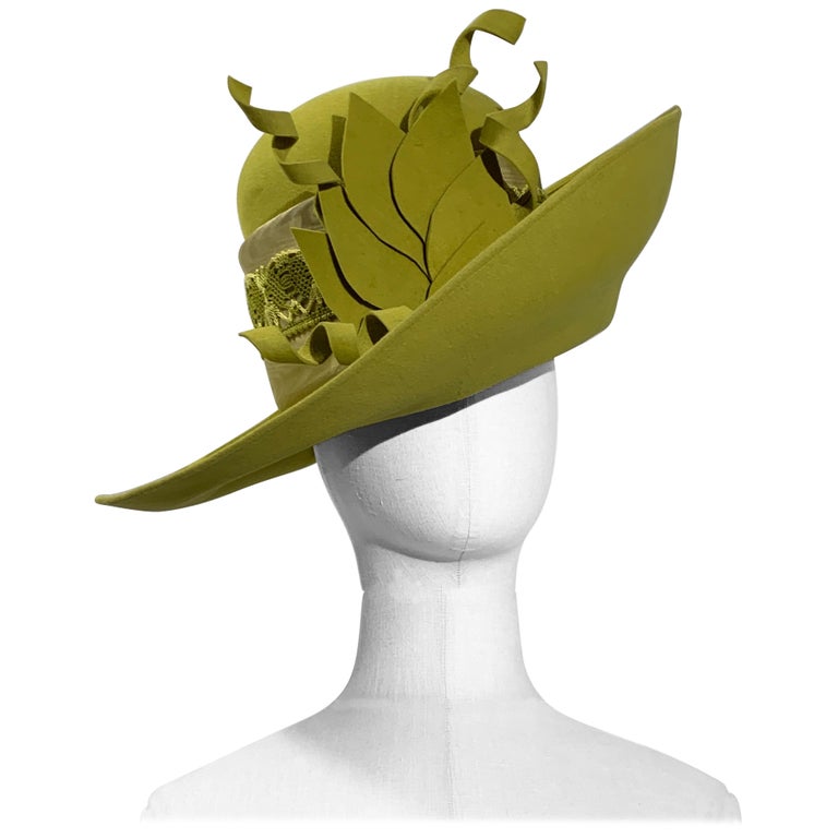Maison Michel Autumn/Winter Chartreuse Wool Felt Wide Brim  display picture 1