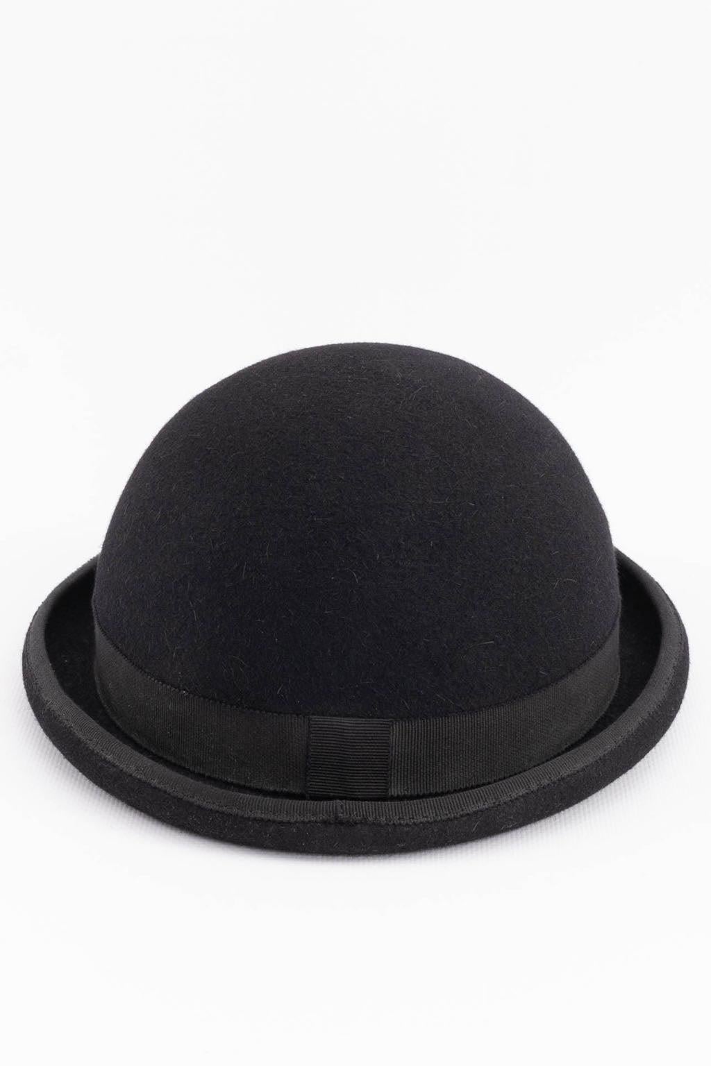 Maison Michel Black Felt Bowler Hat In Excellent Condition For Sale In SAINT-OUEN-SUR-SEINE, FR