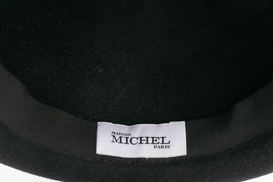 Maison Michel - Cappello a bombetta in feltro nero in vendita 1