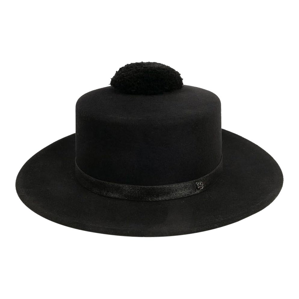Sombrero "Pompón" de fieltro negro Maison Michel