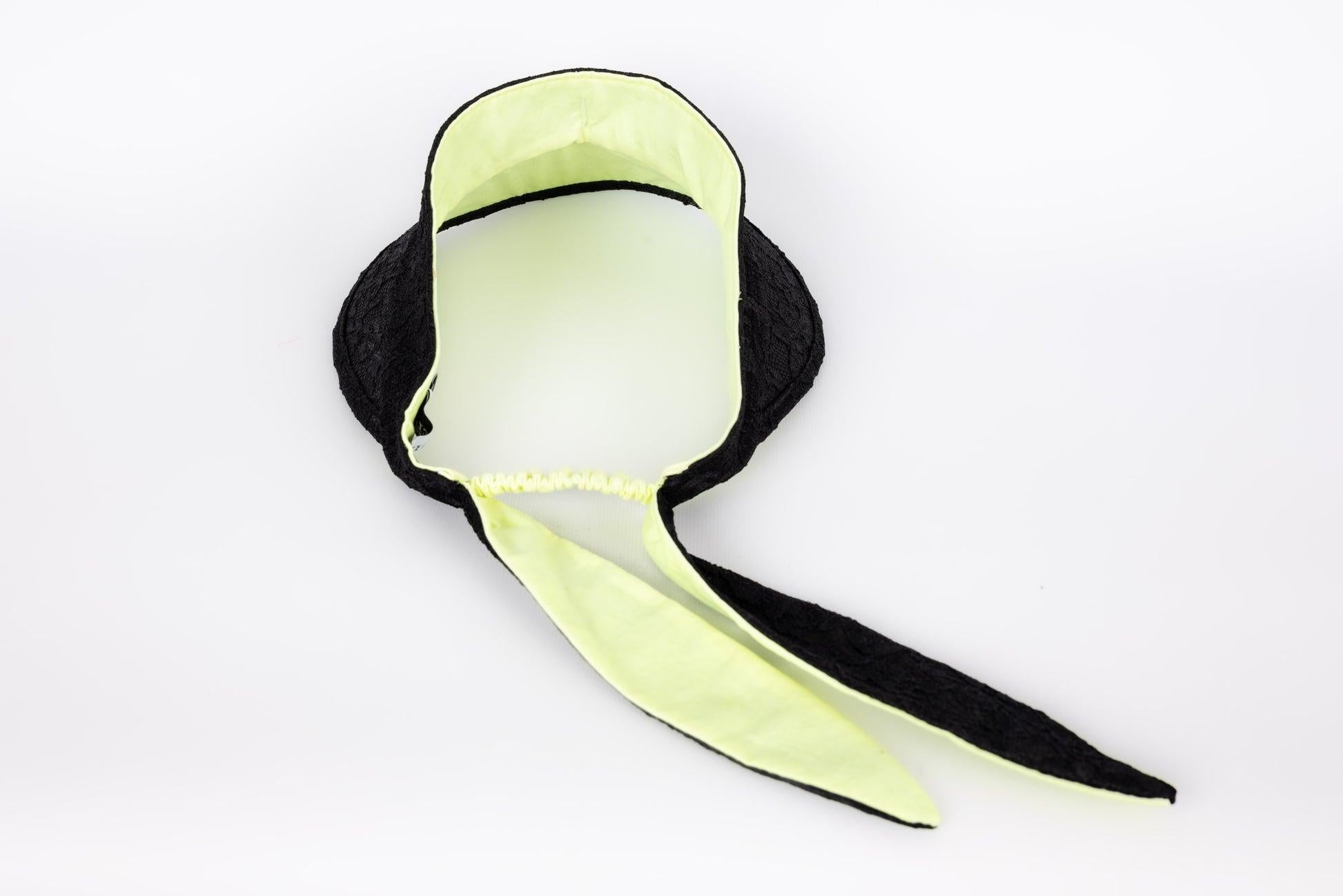 Women's Maison Michel Black Lace Eyeshade Hat For Sale