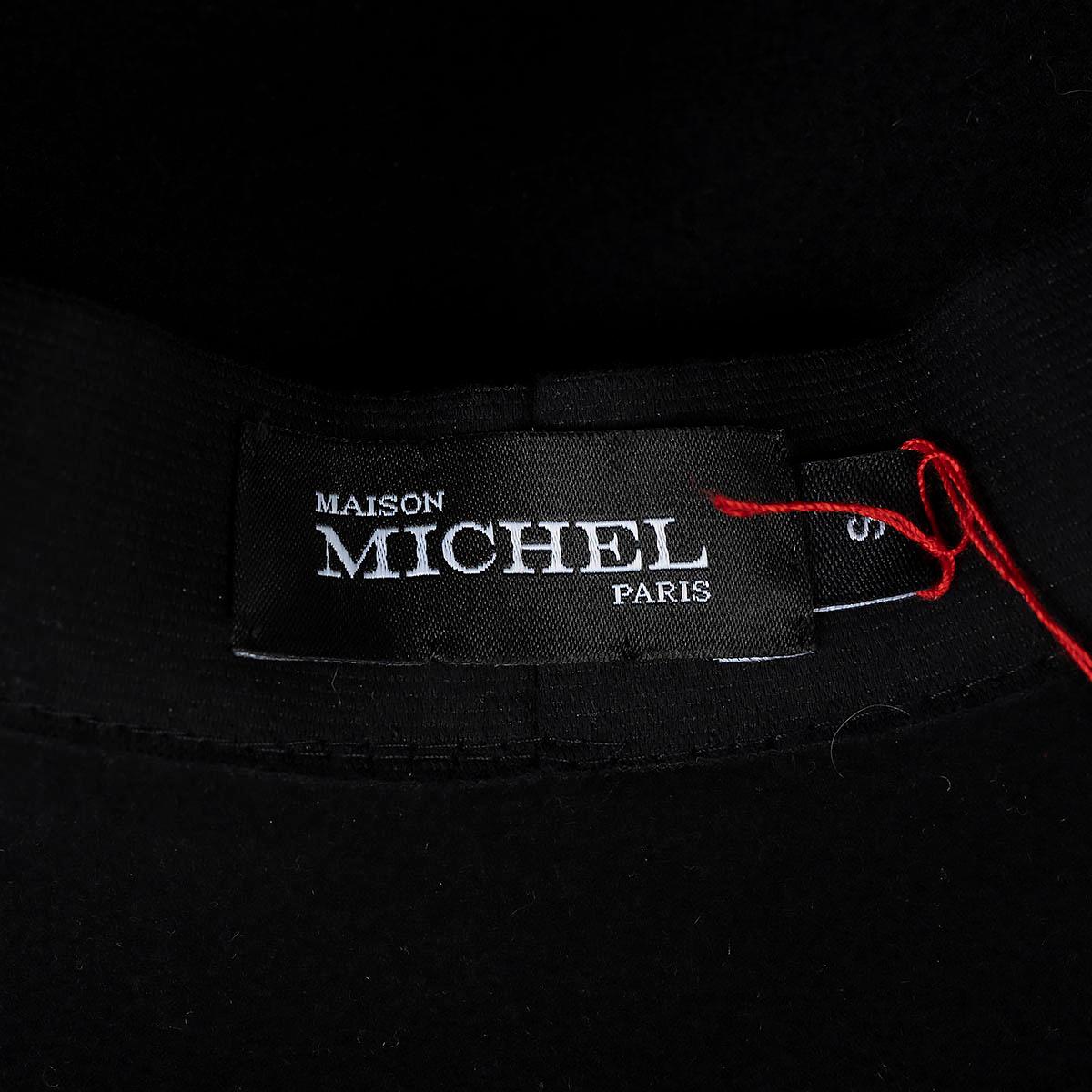 MAISON MICHEL black rabbit felt ANDRE LOGO FEDORA Hat S For Sale 5