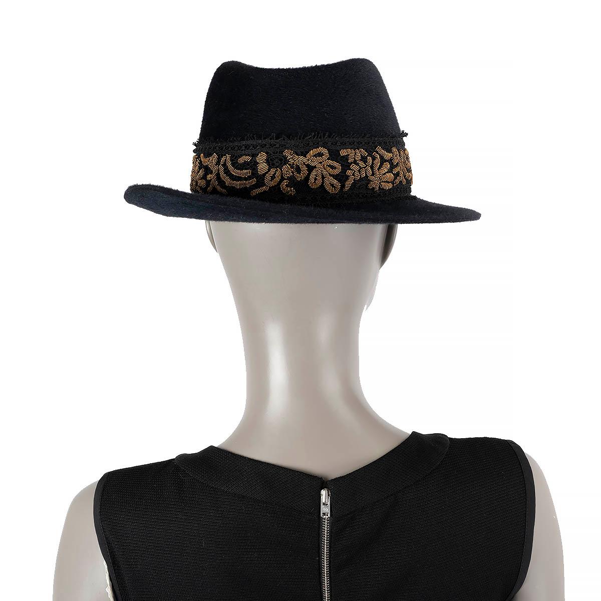 Women's MAISON MICHEL black wool felt EMBROIDERED Hat S For Sale