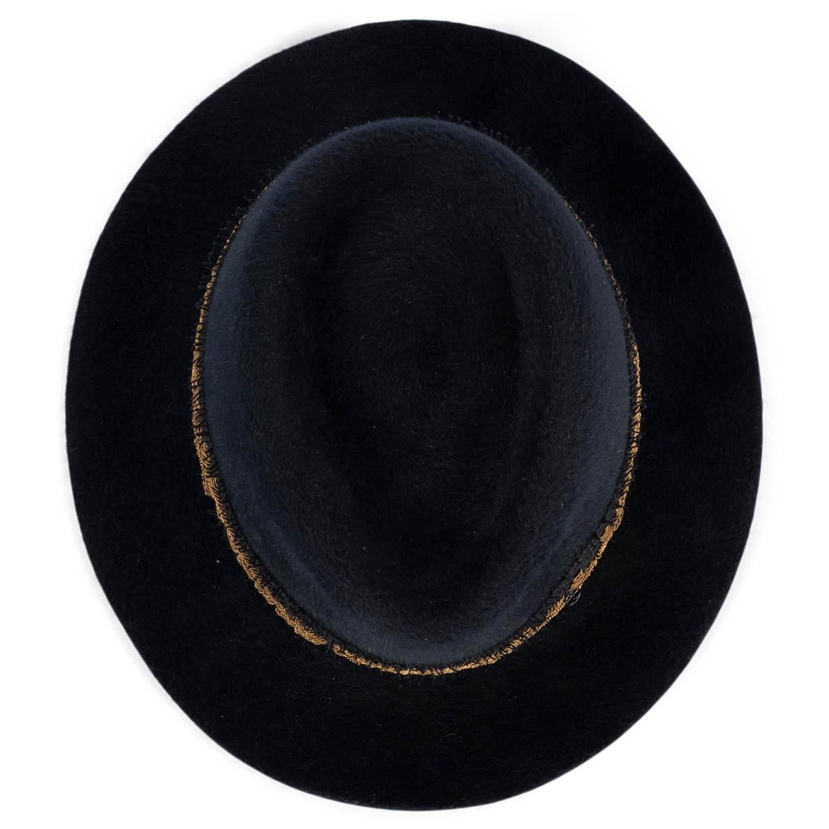 MAISON MICHEL black wool felt EMBROIDERED Hat S For Sale 2