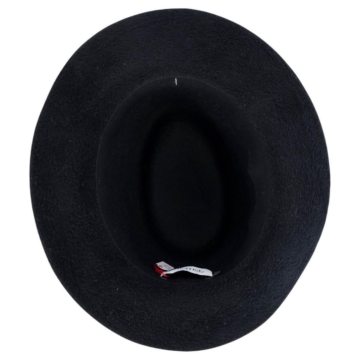 MAISON MICHEL black wool felt EMBROIDERED Hat S For Sale 3