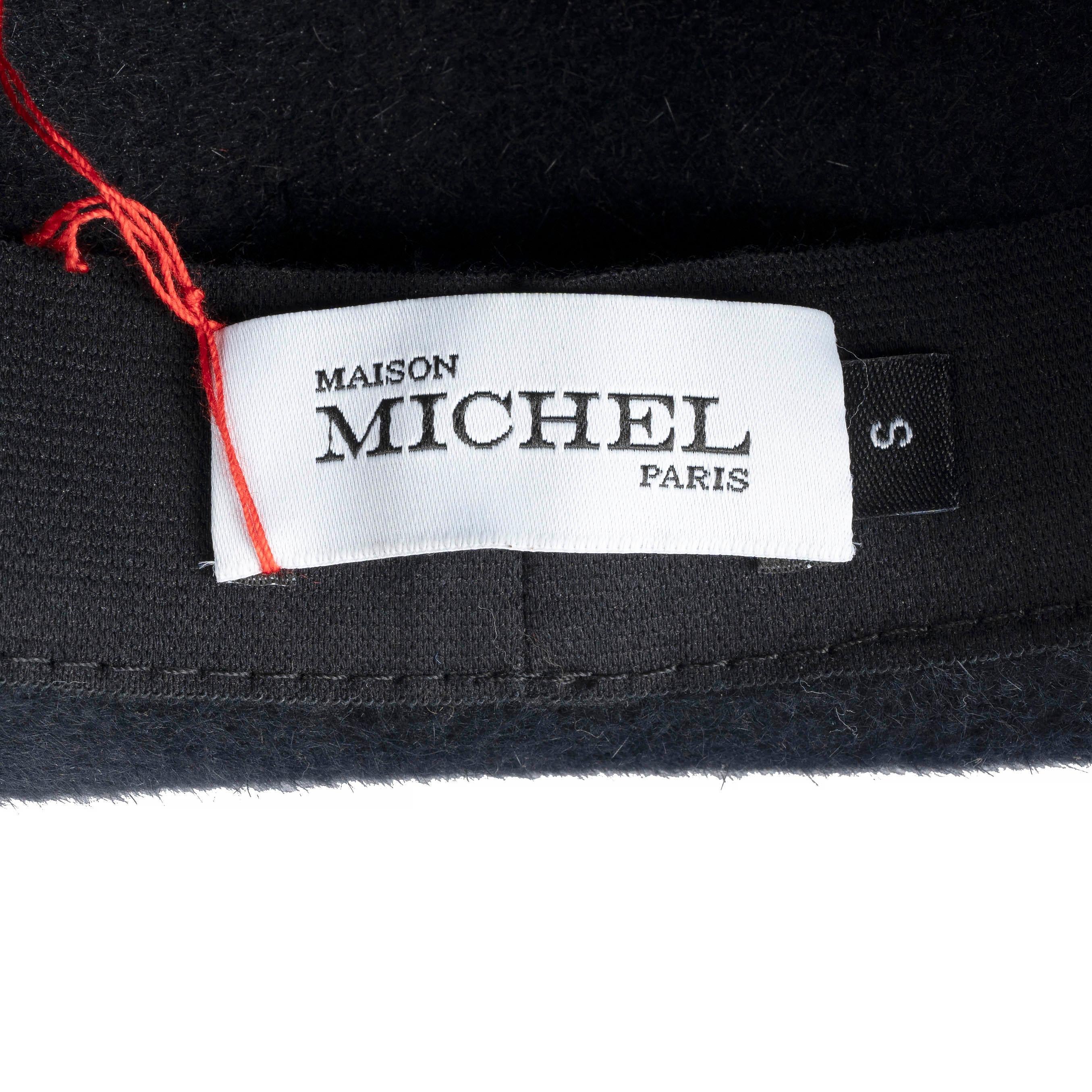 MAISON MICHEL black wool felt EMBROIDERED Hat S For Sale 4