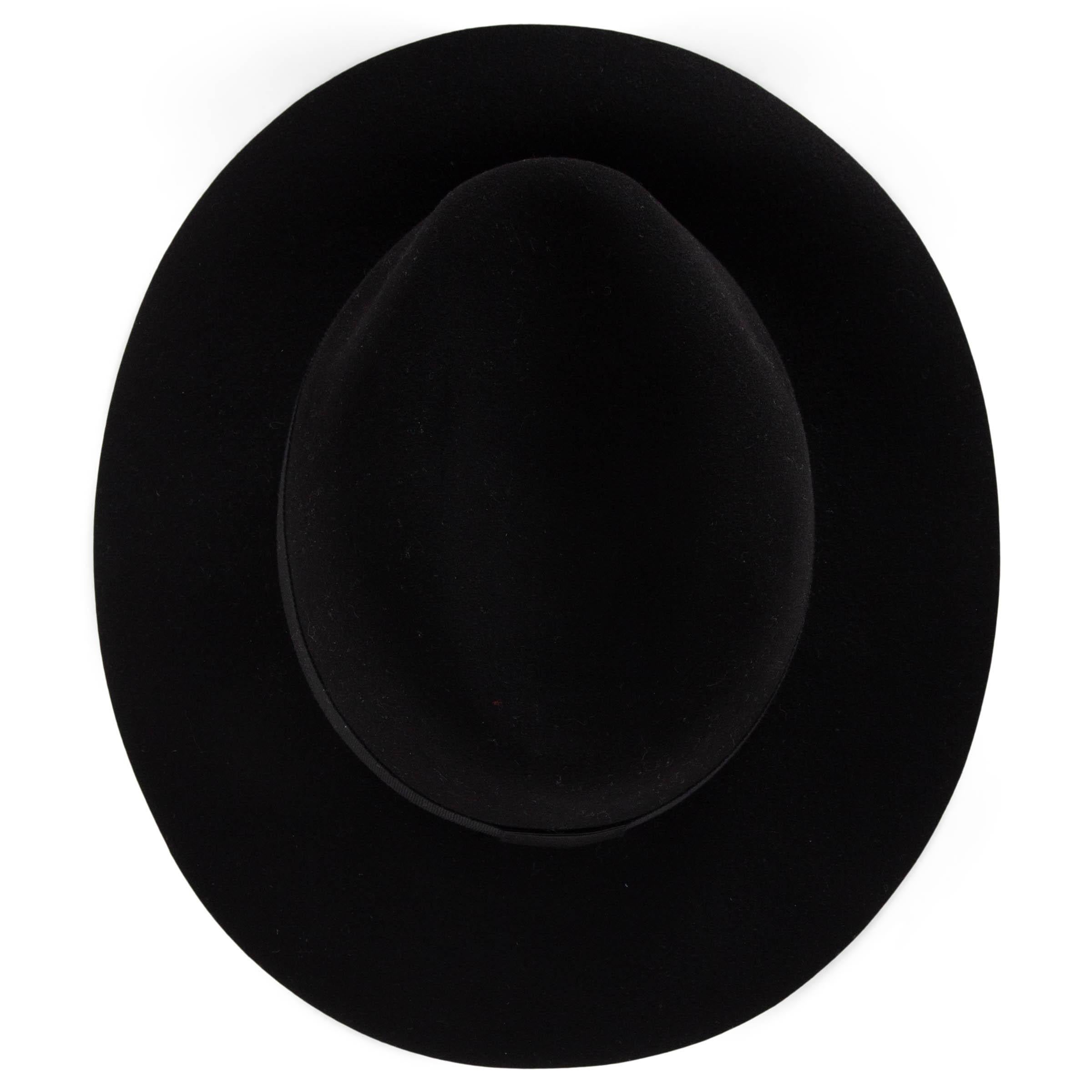MAISON MICHEL black wool felt HENRIETTA FEDORA Hat L For Sale 2