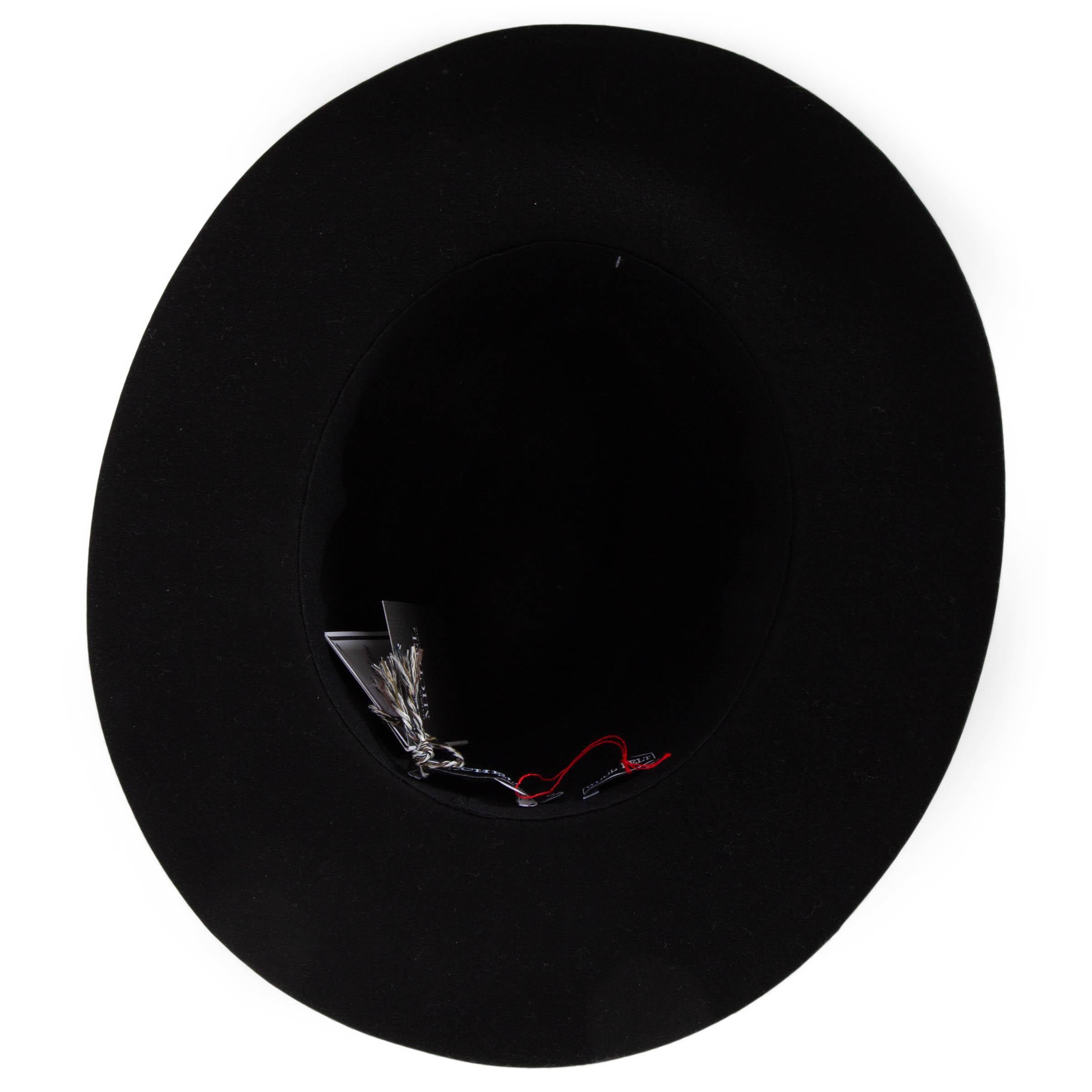 MAISON MICHEL black wool felt HENRIETTA FEDORA Hat L For Sale 3