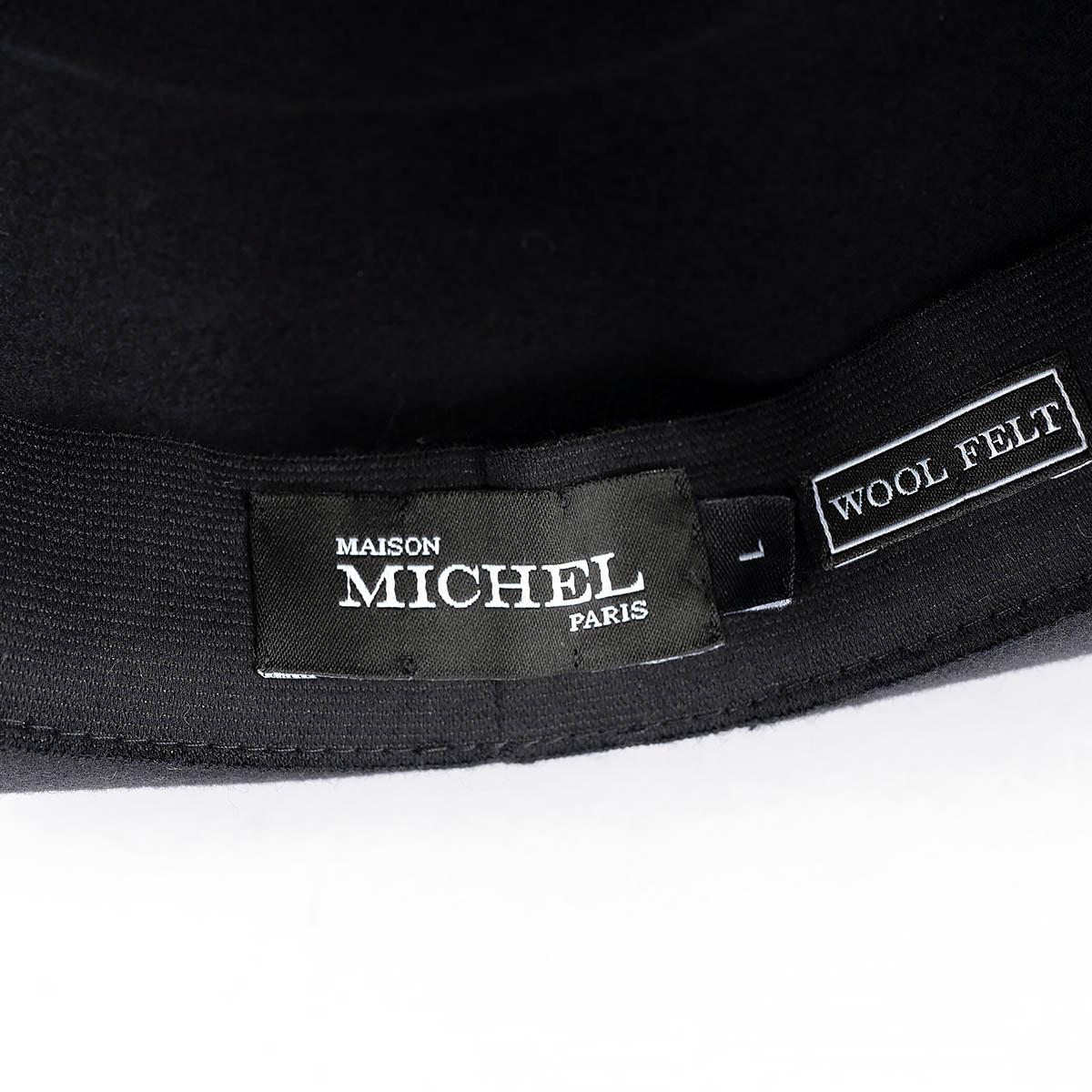 MAISON MICHEL black wool felt KIKI Hat L For Sale 4