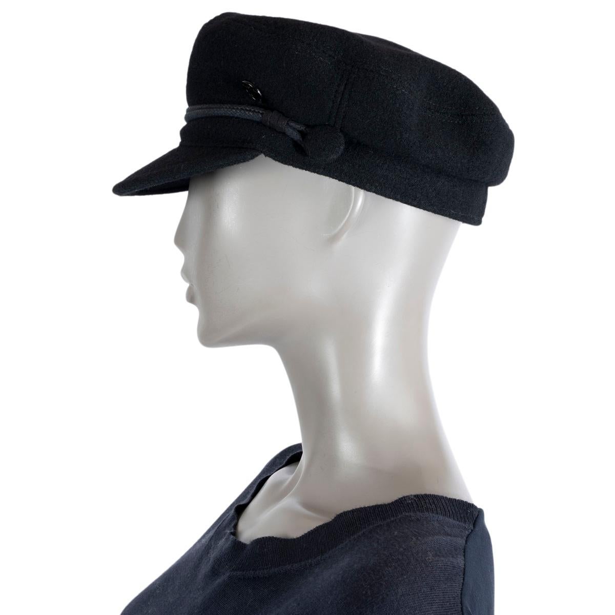 Women's MAISON MICHEL black wool felt NEW ABBY SAILOR CAP Hat M