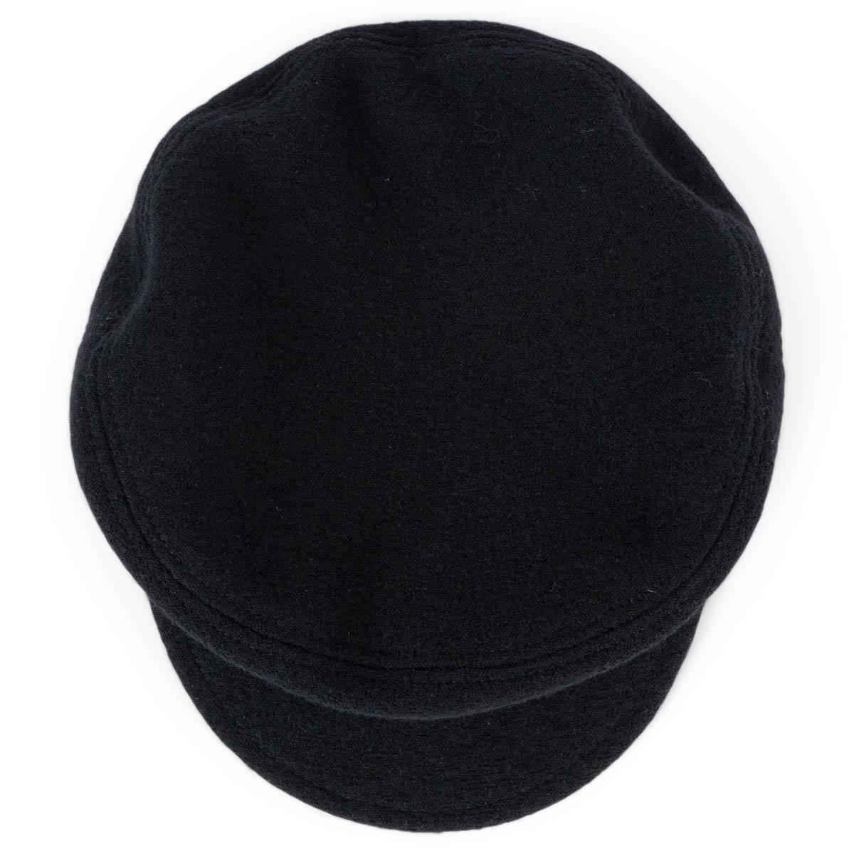 MAISON MICHEL black wool felt NEW ABBY SAILOR CAP Hat M 2
