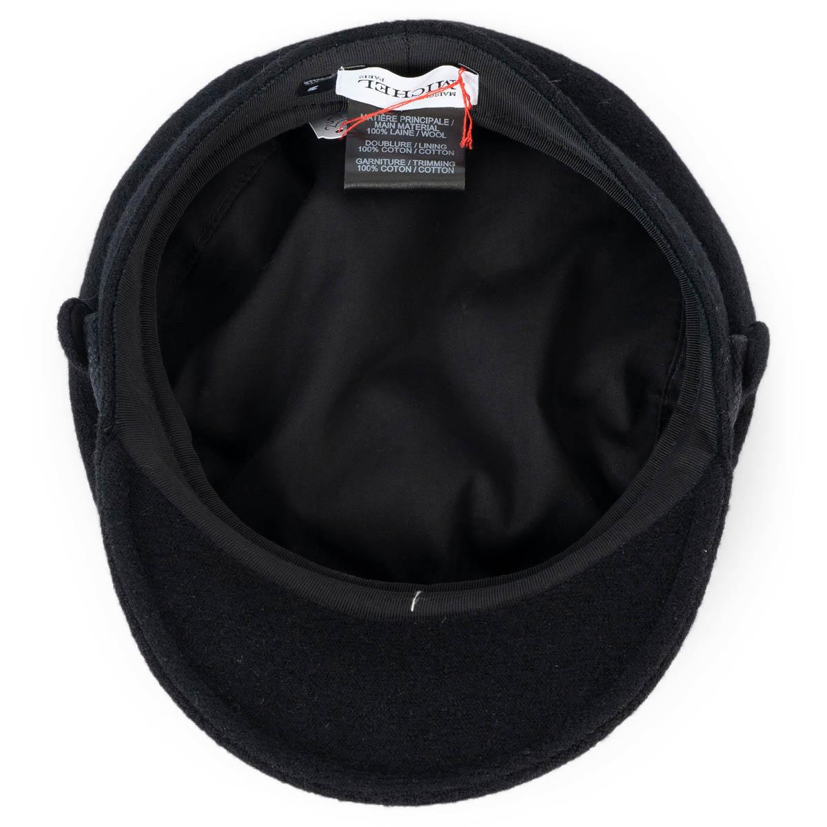 MAISON MICHEL black wool felt NEW ABBY SAILOR CAP Hat M 3