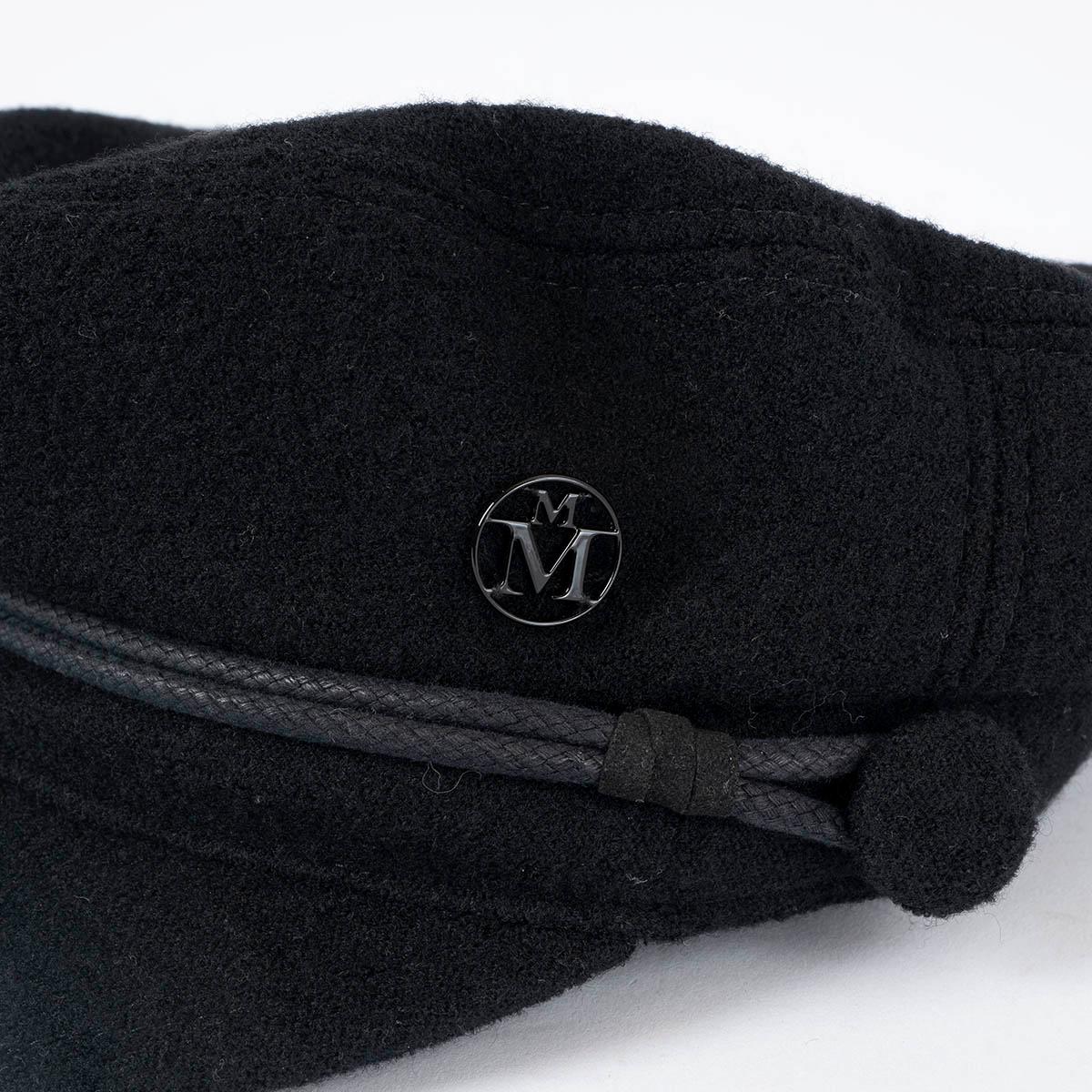 MAISON MICHEL black wool felt NEW ABBY SAILOR CAP Hat M 4