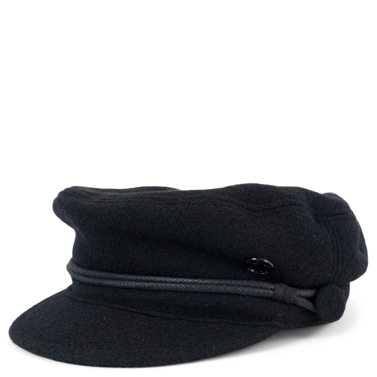 MAISON MICHEL black wool felt NEW ABBY SAILOR CAP Hat M For Sale