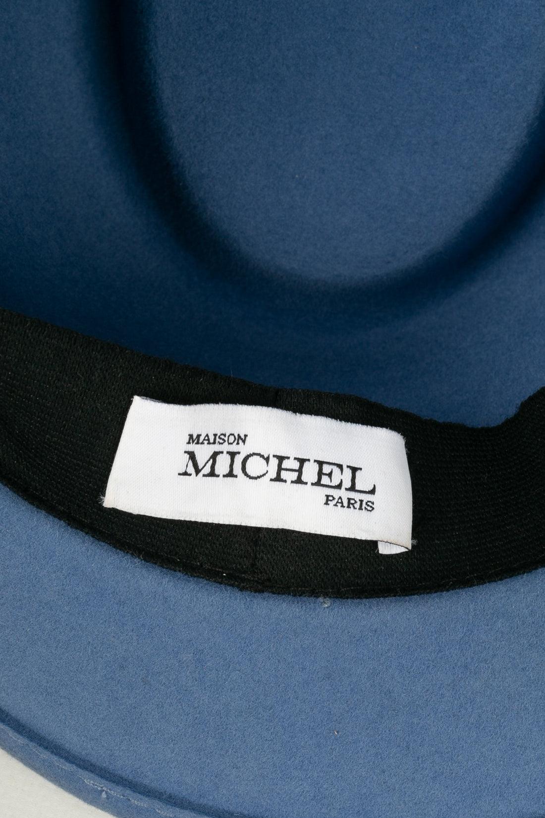 Maison Michel Blue Felt Hat For Sale 4
