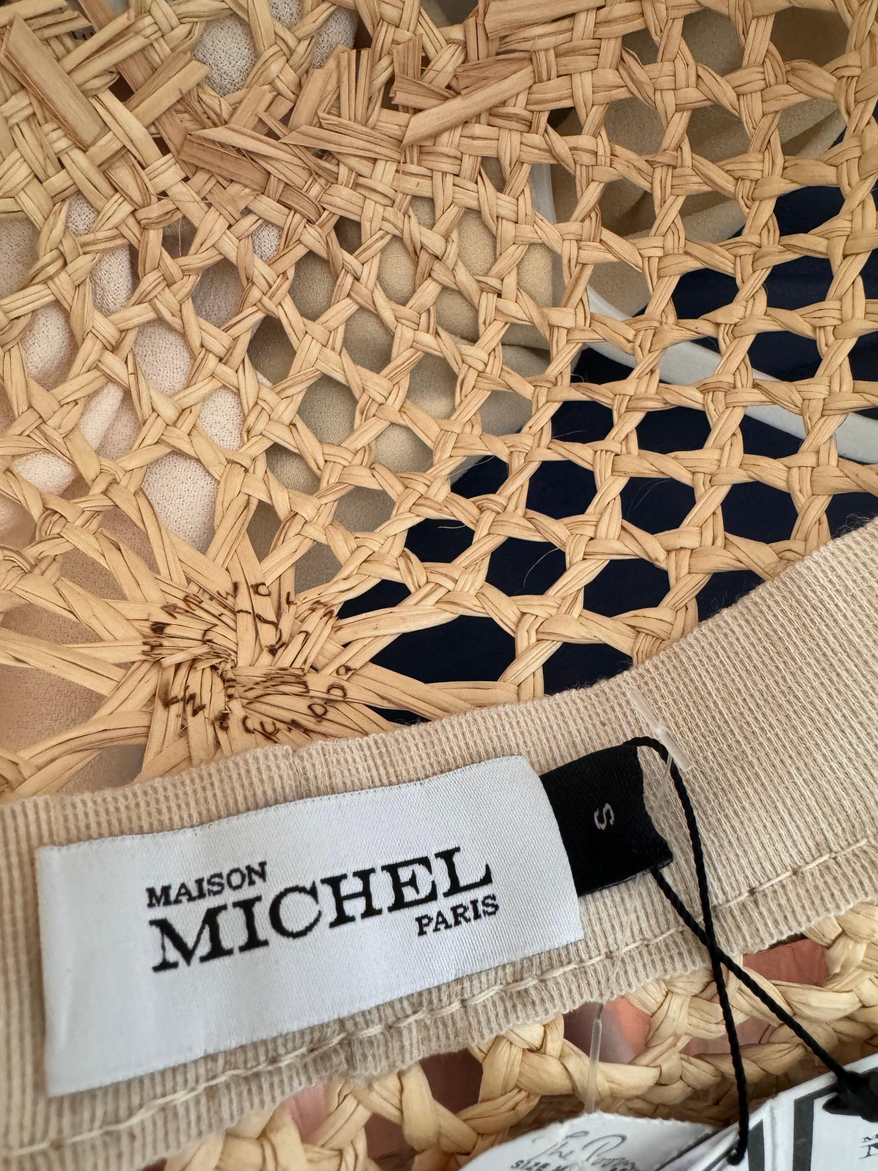 Women's or Men's Maison Michel Brigitten Straw Hat with Coral chain For Sale