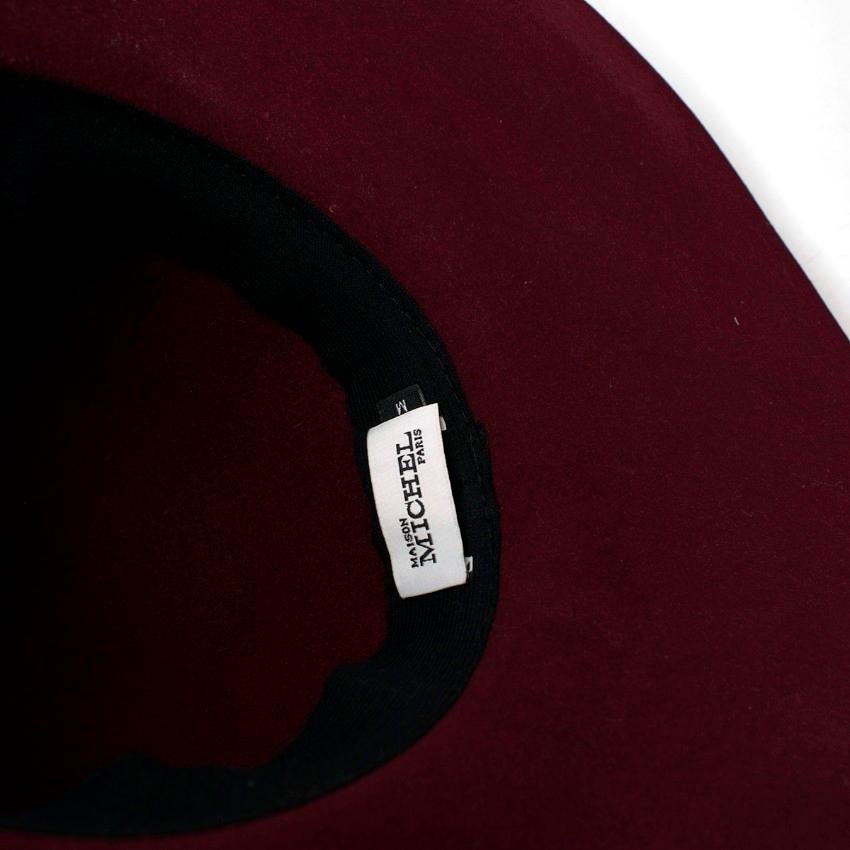 Women's Maison Michel Burgundy Felt Wide Brimmed Hat For Sale