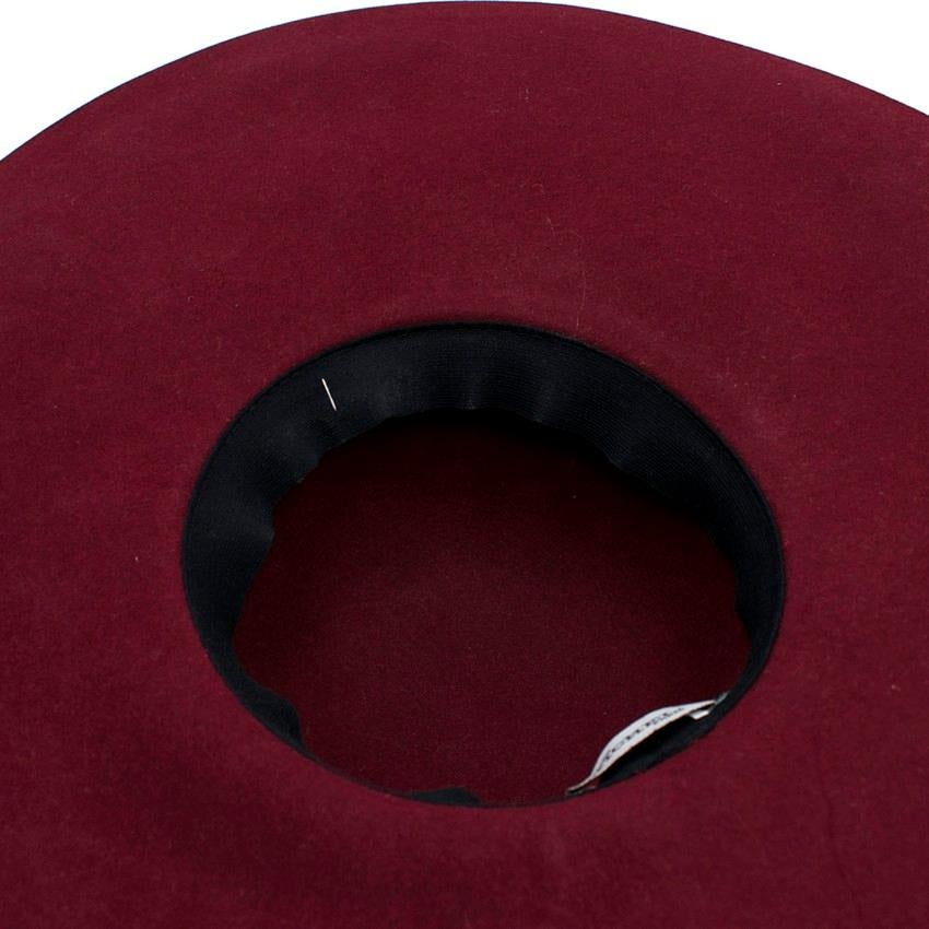 Maison Michel Burgundy Felt Wide Brimmed Hat For Sale 1
