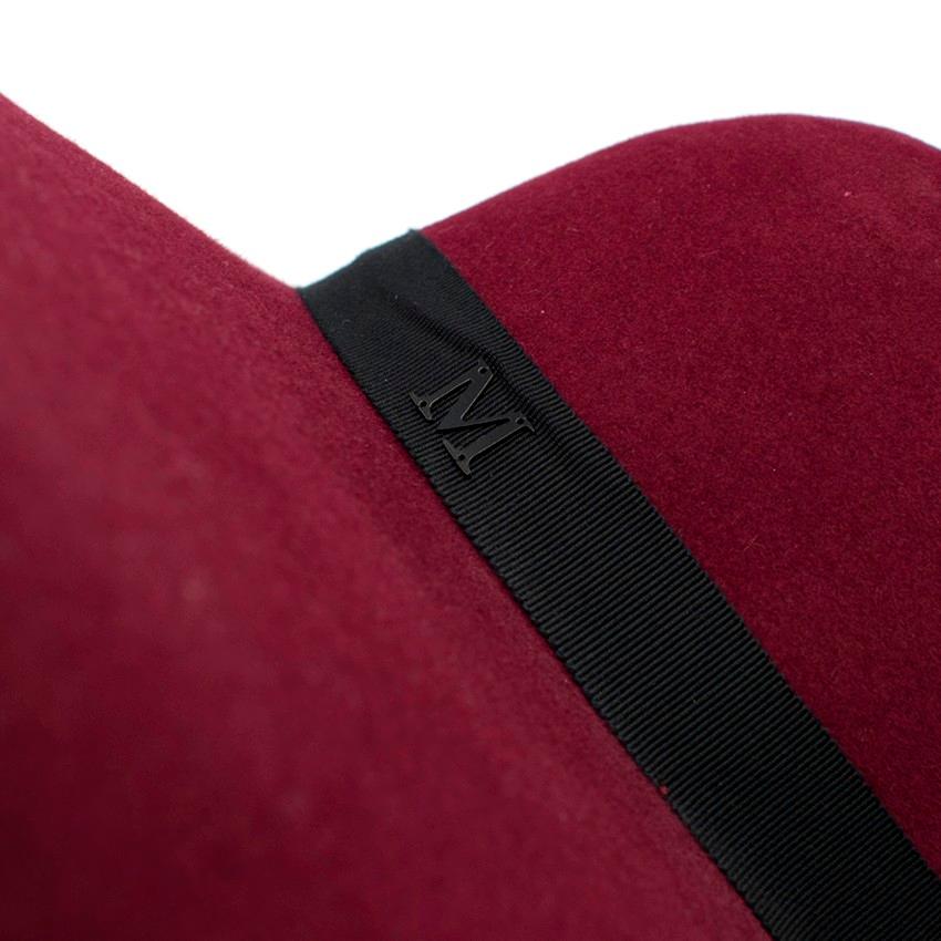 Maison Michel Burgundy Felt Wide Brimmed Hat For Sale 3
