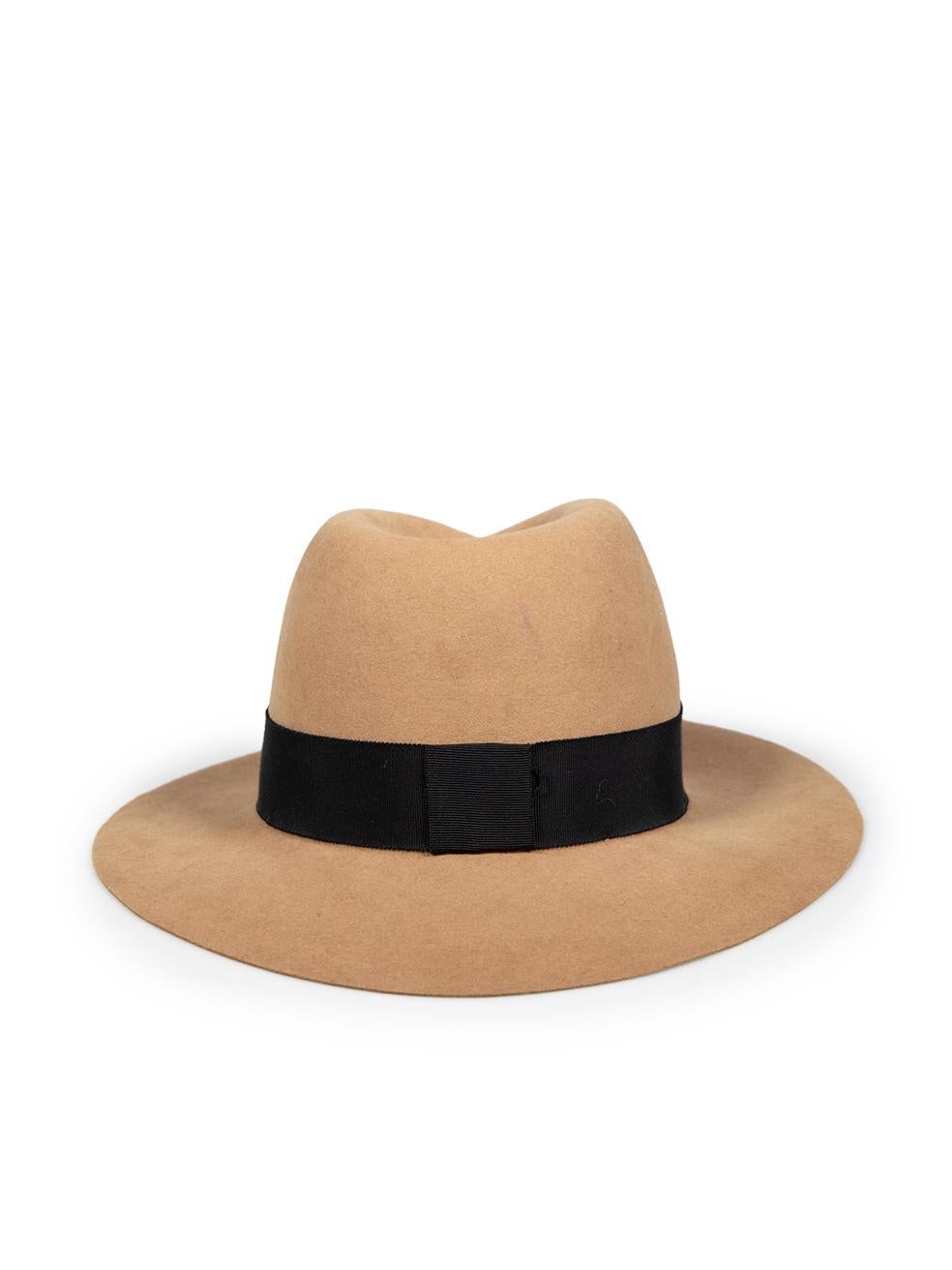 Maison Michel Camel Wool Felt Hat In Good Condition For Sale In London, GB