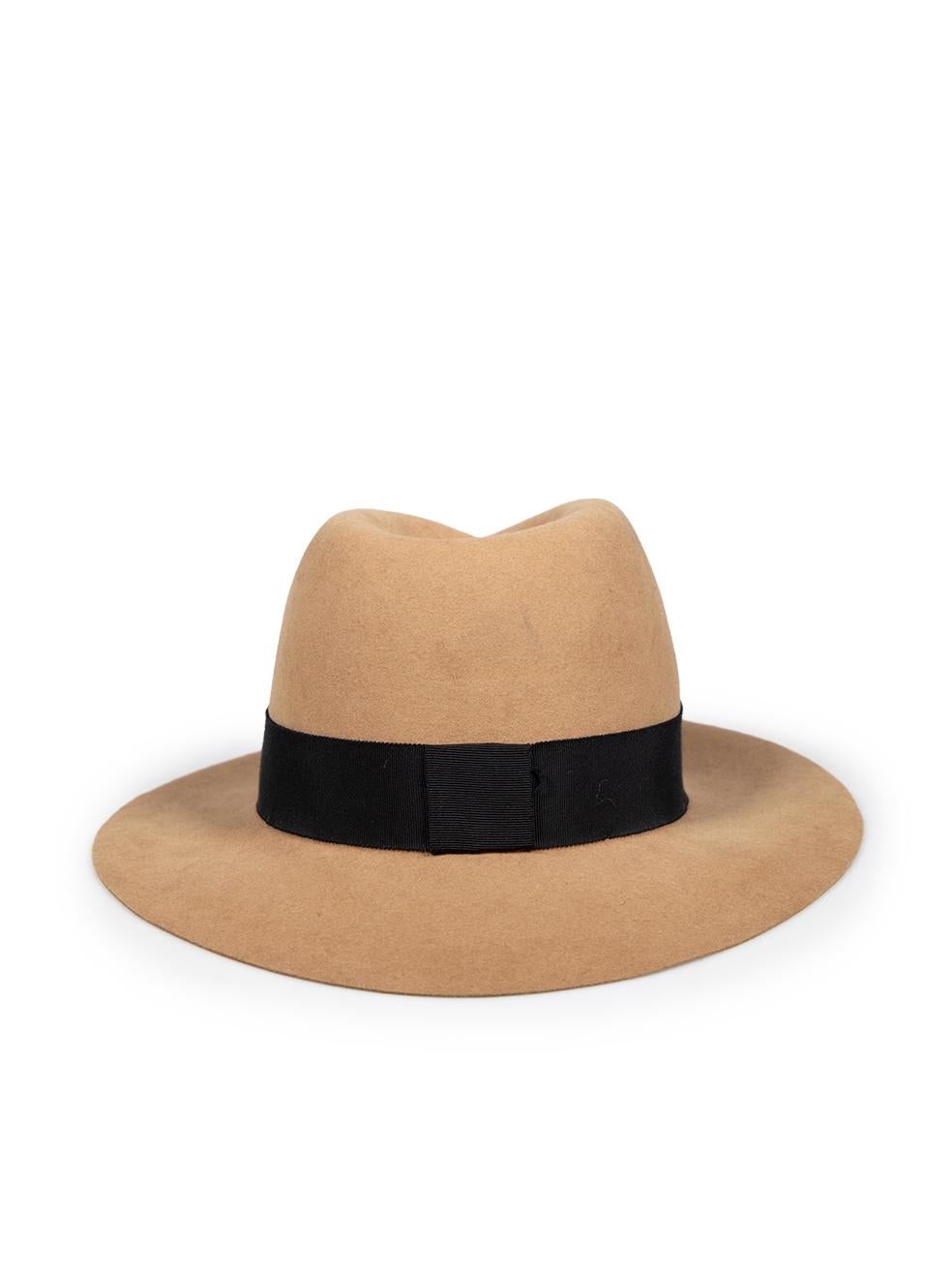 Brown Maison Michel Camel Wool Felt Hat For Sale