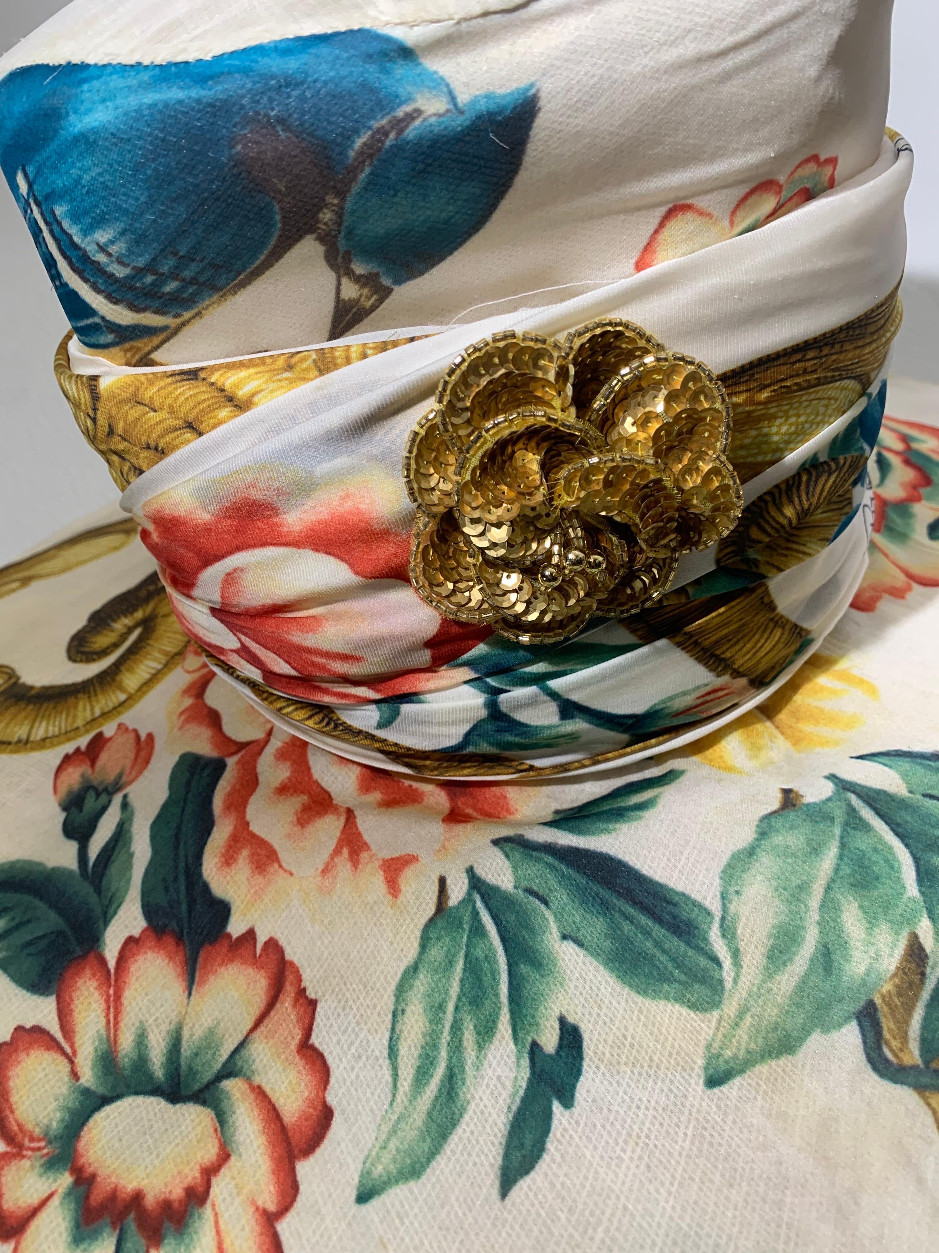 Maison Michel Maßgefertigter riesiger Sommerhut mit Blumendruck aus Roberto Cavalli-Stoff Damen im Angebot
