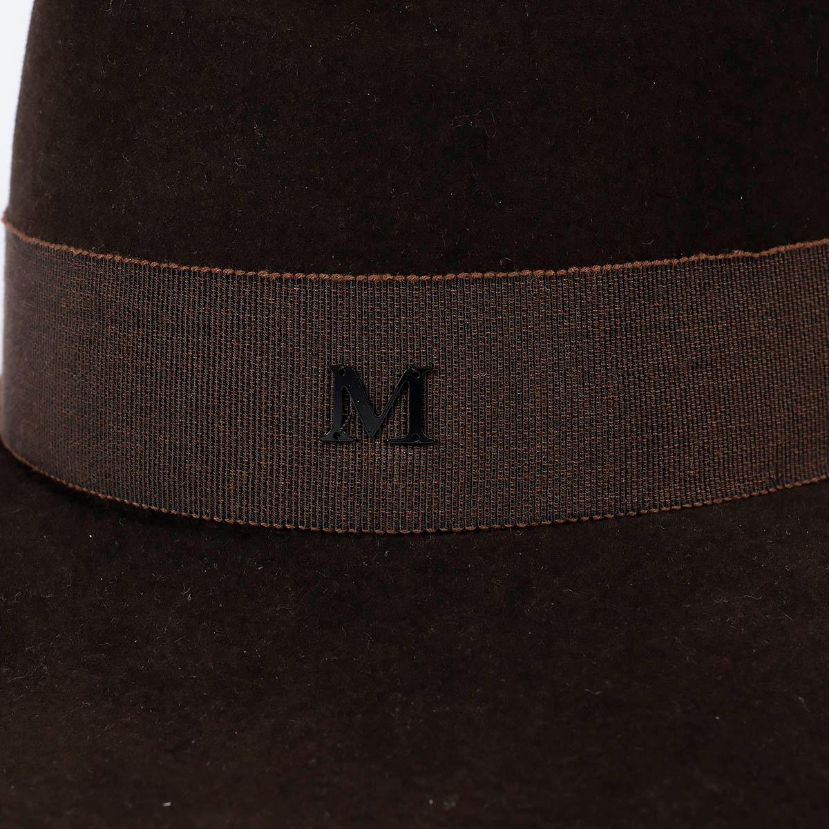 MAISON MICHEL dark brown felt VIRGINIE FEDORA Hat M 4
