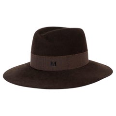 MAISON MICHEL dunkelbrauner Filz VIRGINIE FEDORA Hut M