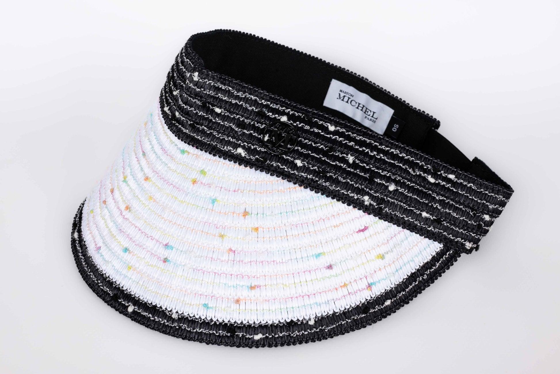 Maison Michel Eyeshade in Black and White Raffia Hat In Excellent Condition For Sale In SAINT-OUEN-SUR-SEINE, FR