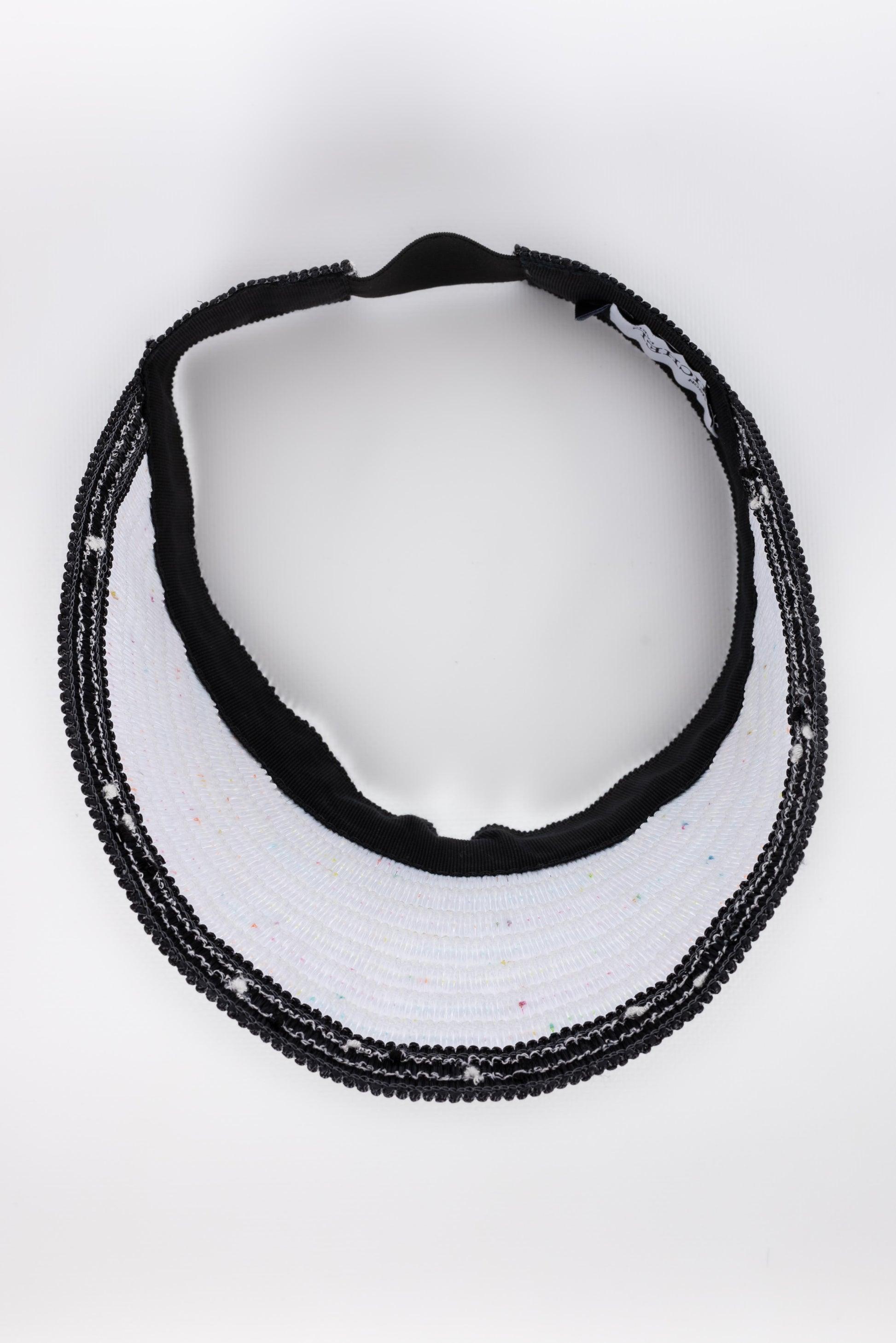 Maison Michel Eyeshade in Black and White Raffia Hat For Sale 3