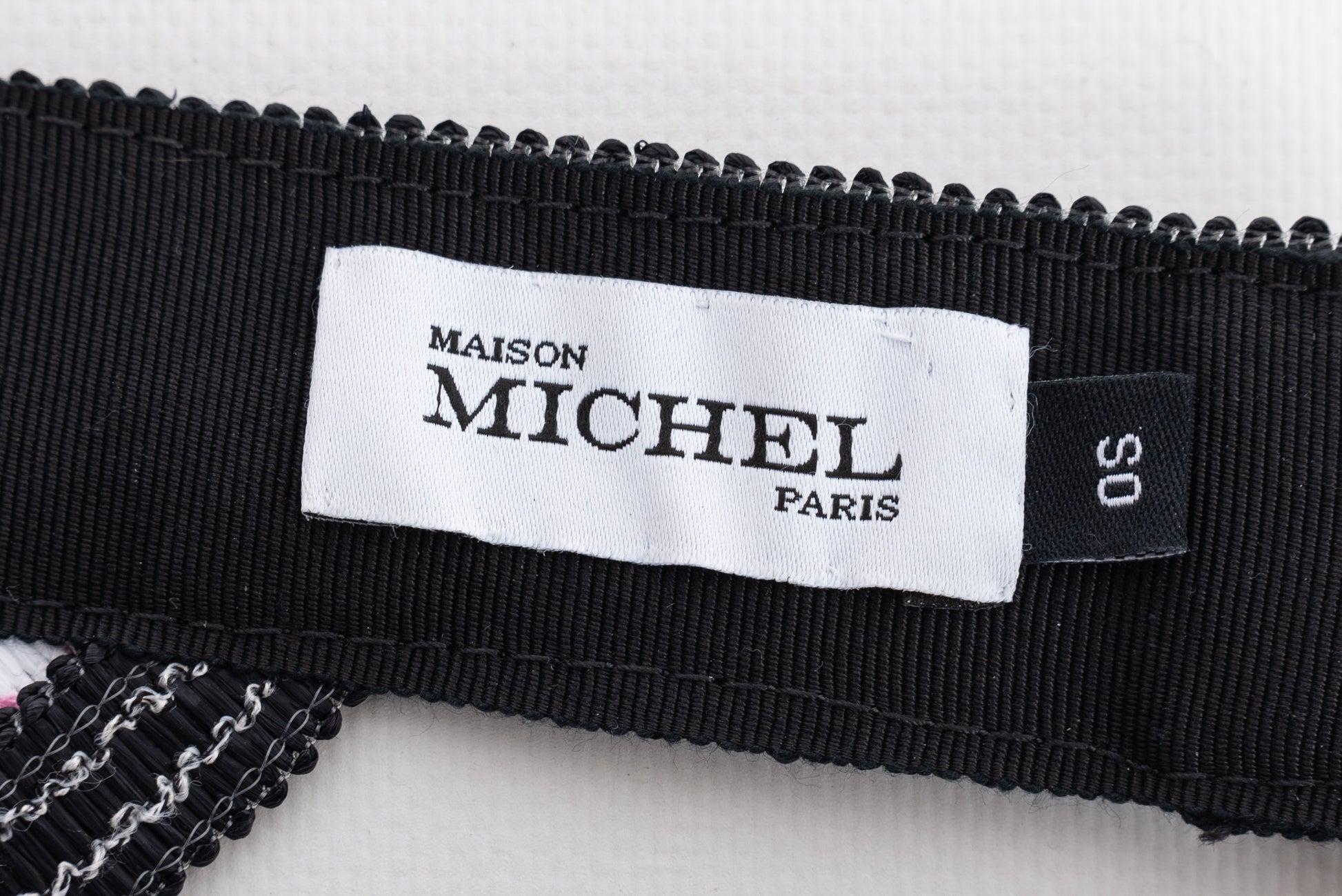 Maison Michel Eyeshade in Black and White Raffia Hat For Sale 5