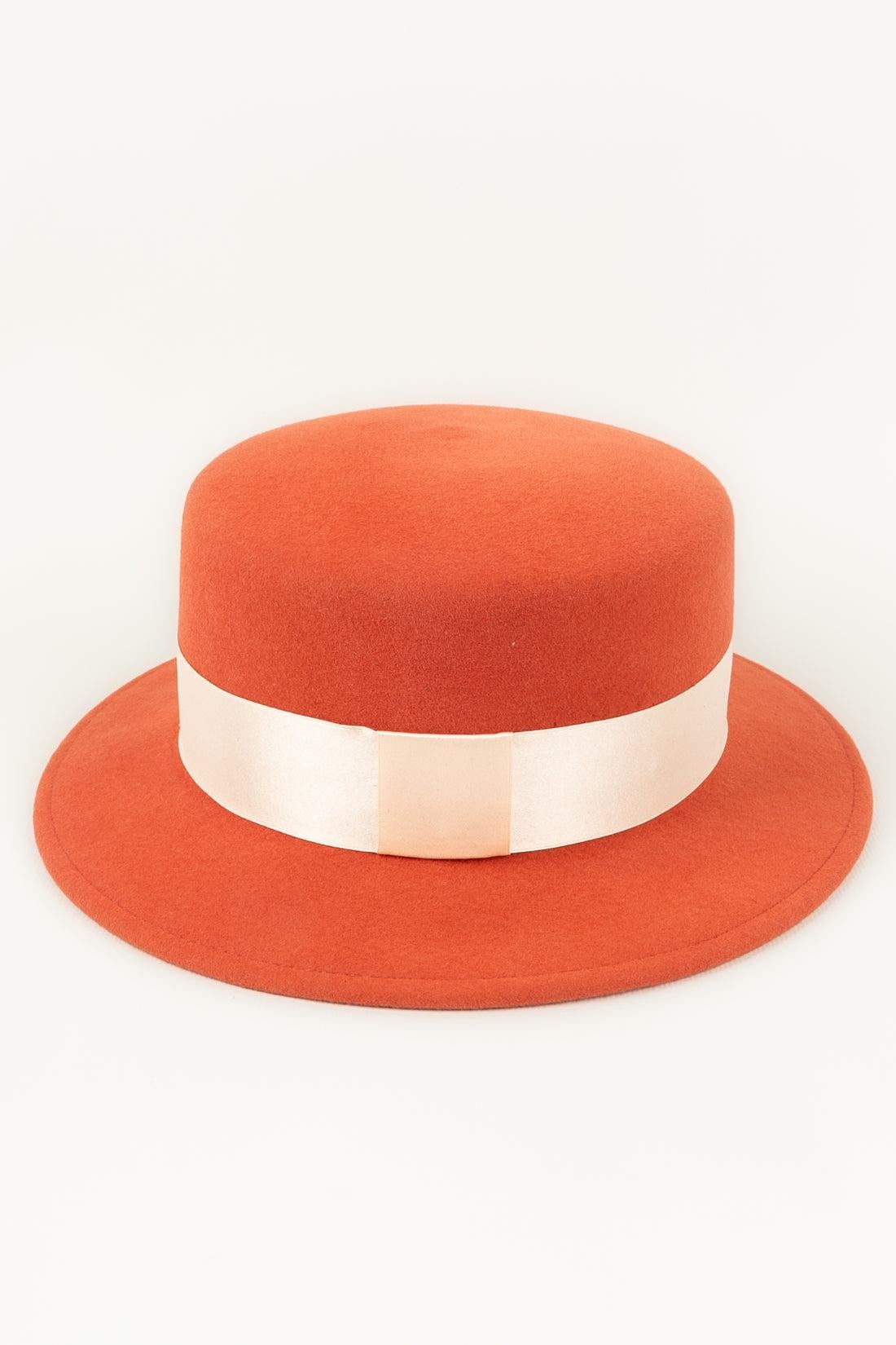 Maison Michel Felt Hat in Orange/Brick 1